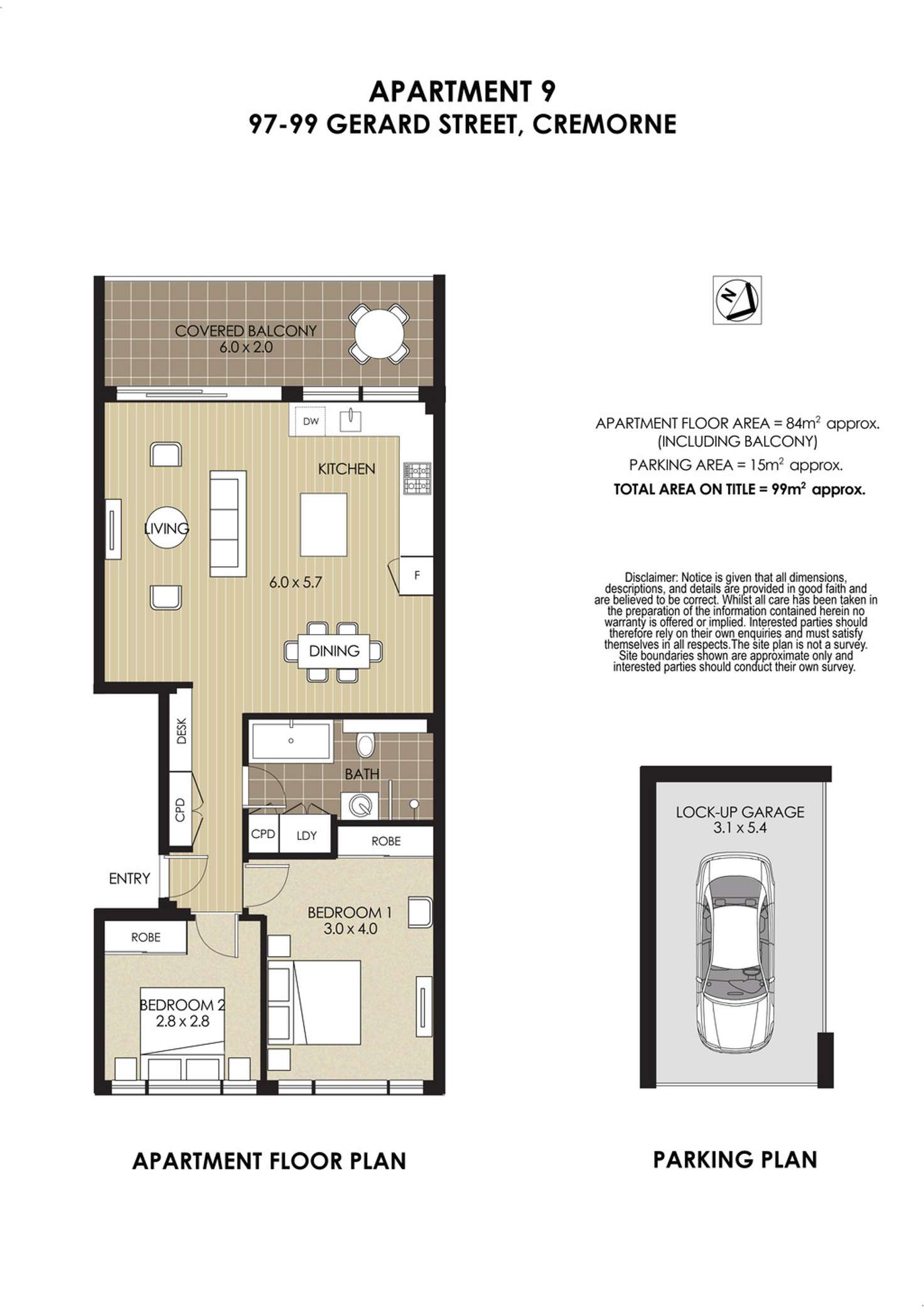 Floorplan of Homely apartment listing, 9/97-99 Gerard Street, Cremorne NSW 2090