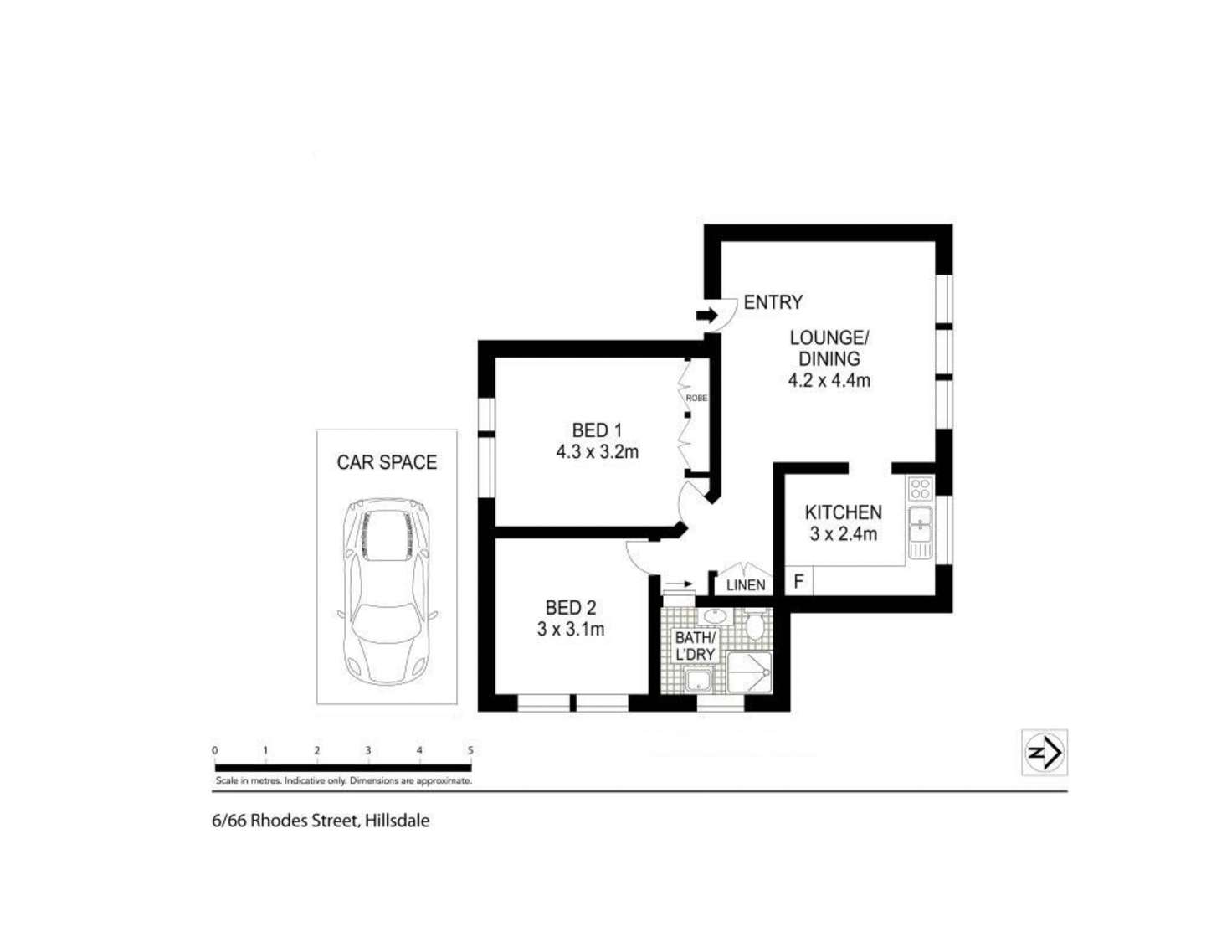 Floorplan of Homely unit listing, 6/66 Rhodes Street, Hillsdale NSW 2036