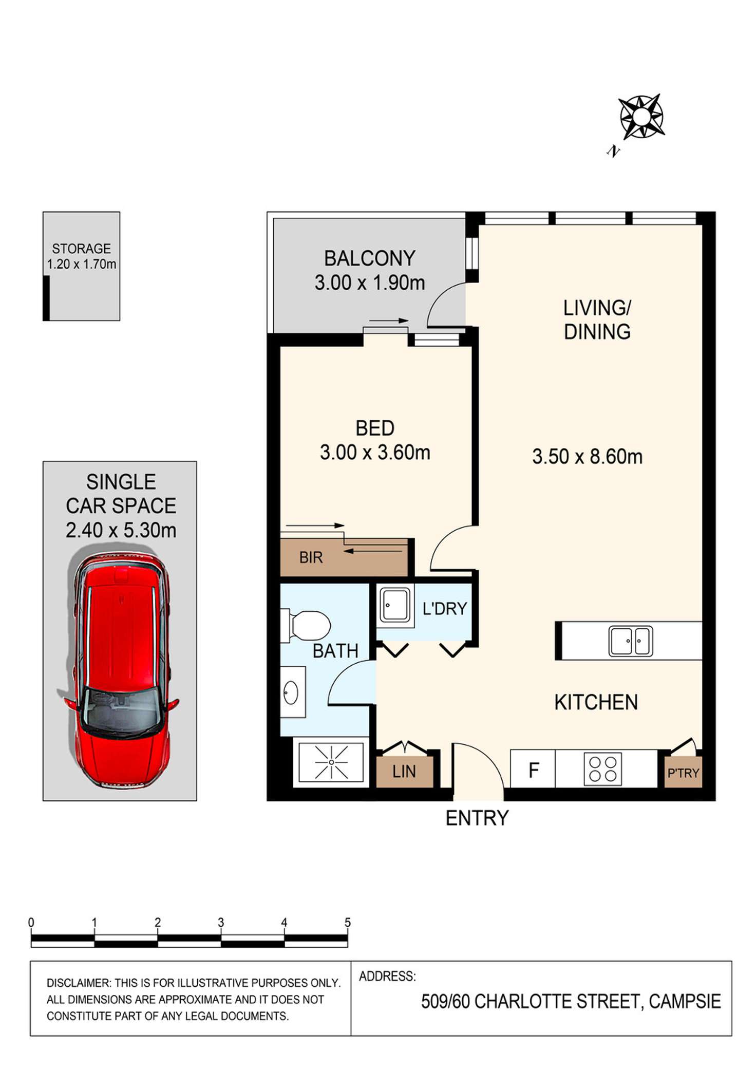 Floorplan of Homely unit listing, 509/60 Charlotte Street, Campsie NSW 2194