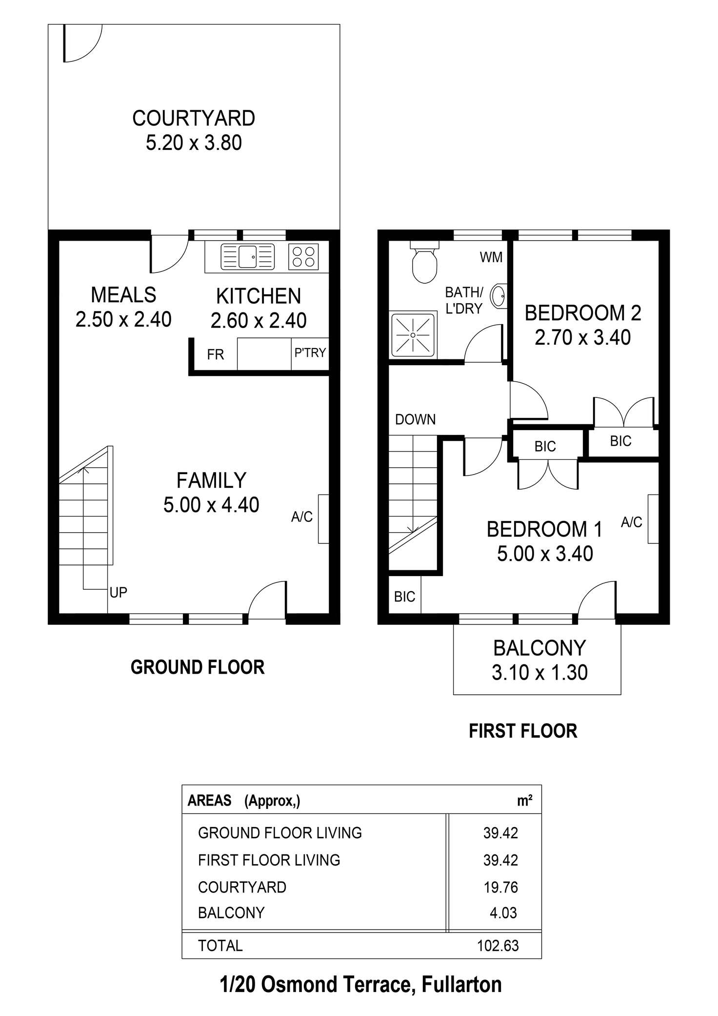 Floorplan of Homely unit listing, 1/20 Osmond Terrace, Fullarton SA 5063