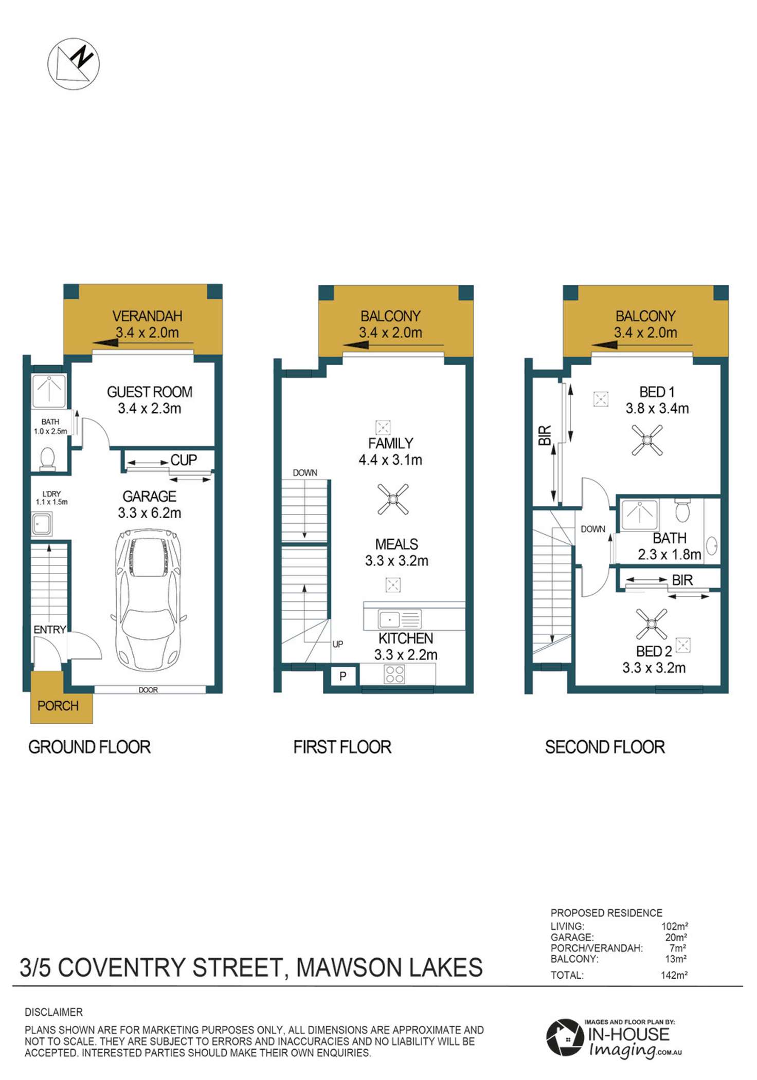 Floorplan of Homely townhouse listing, Unit 3, 5 Coventry Street, Mawson Lakes SA 5095