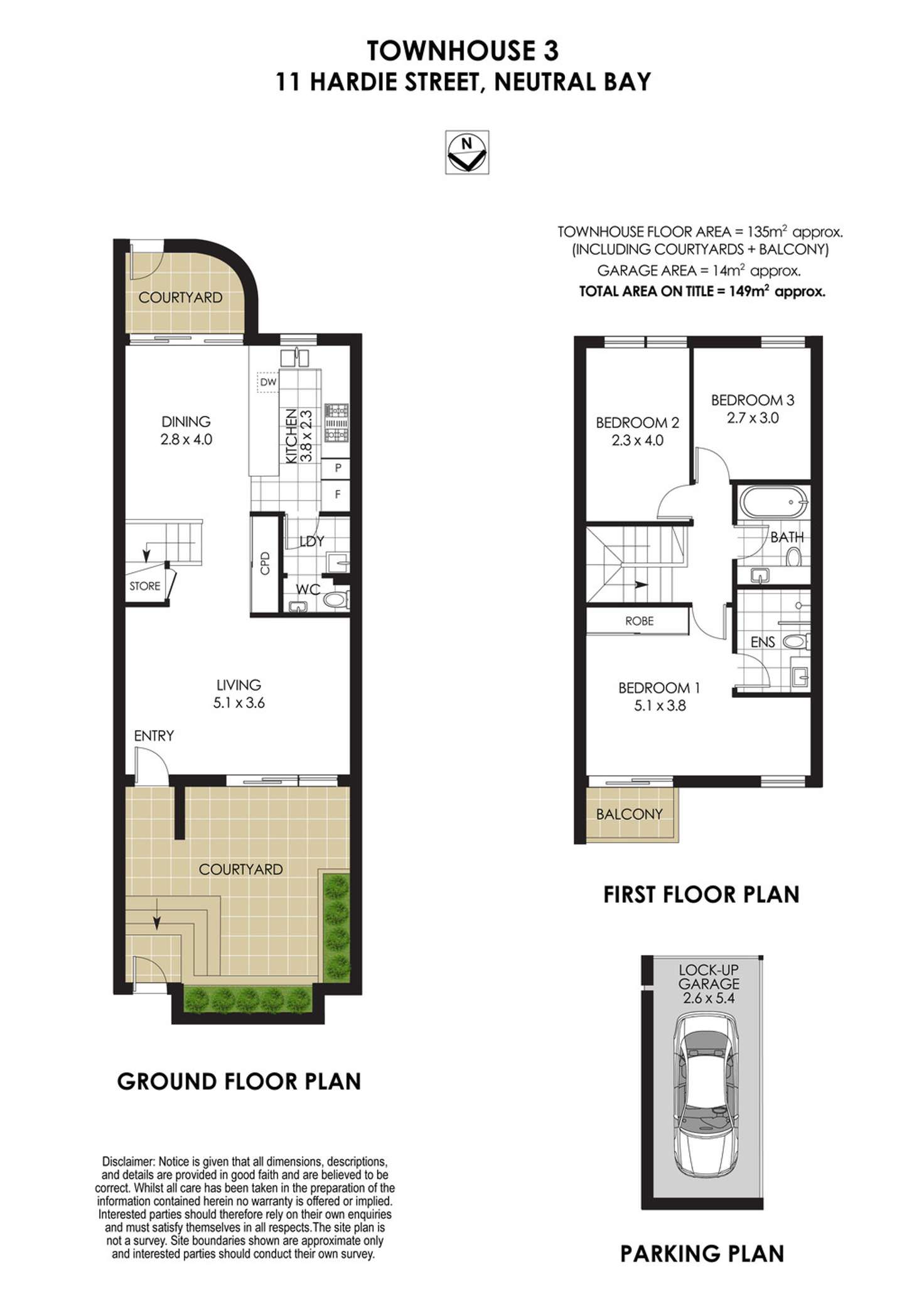 Floorplan of Homely townhouse listing, 3/11 Hardie Street, Neutral Bay NSW 2089