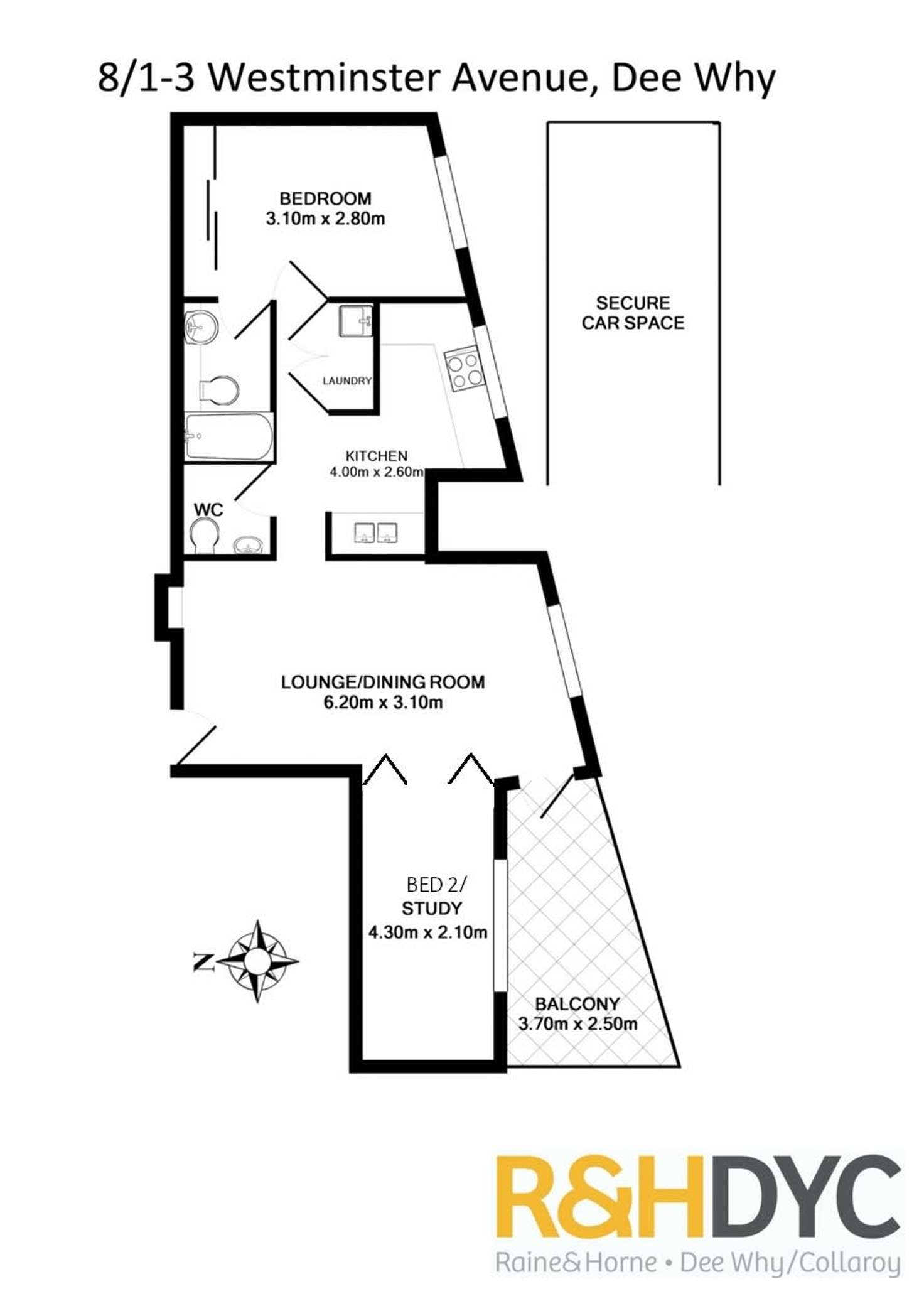Floorplan of Homely apartment listing, 8/1-3 Westminster Avenue, Dee Why NSW 2099