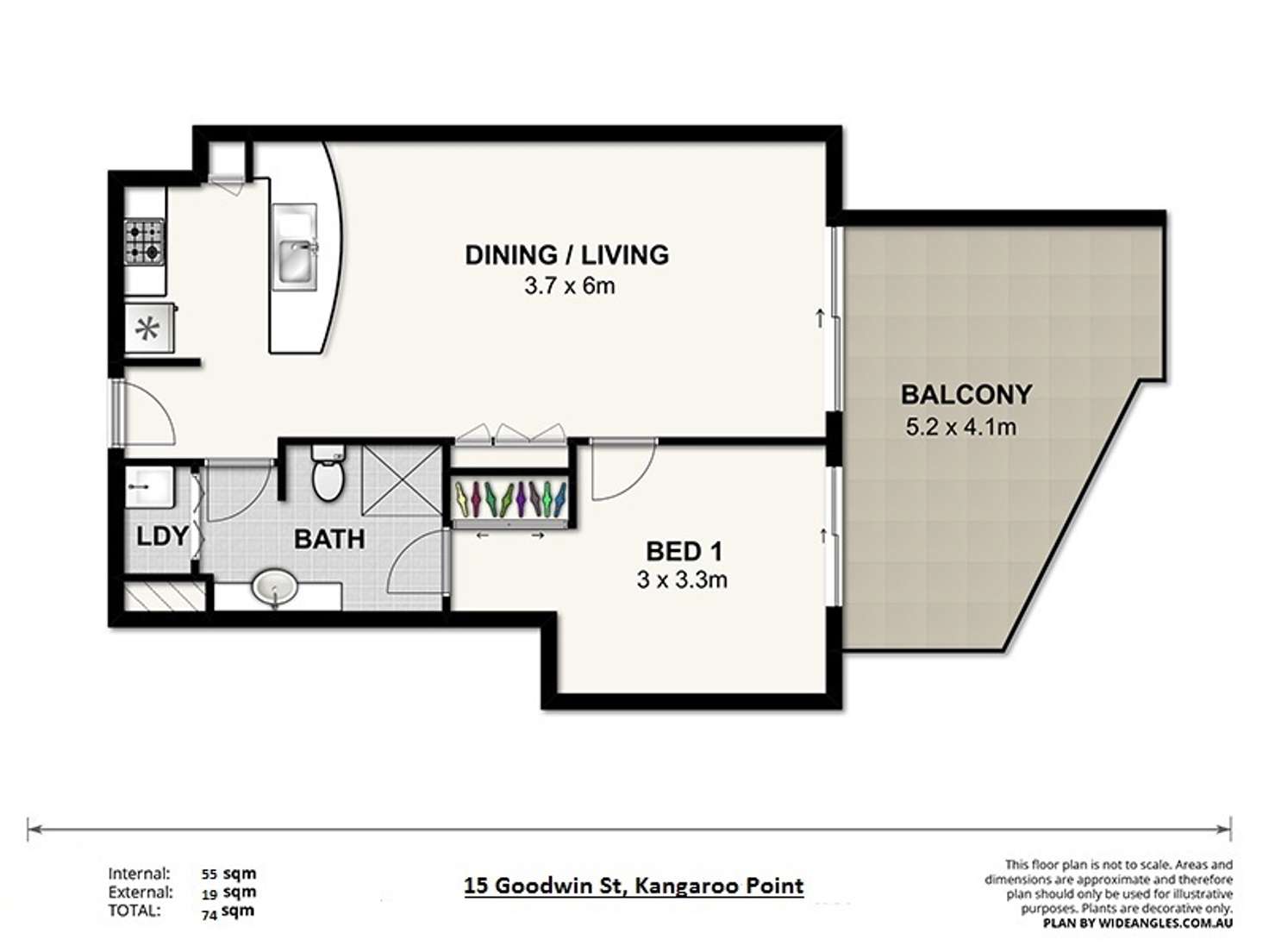 Floorplan of Homely apartment listing, 38/15 Goodwin Street, Kangaroo Point QLD 4169