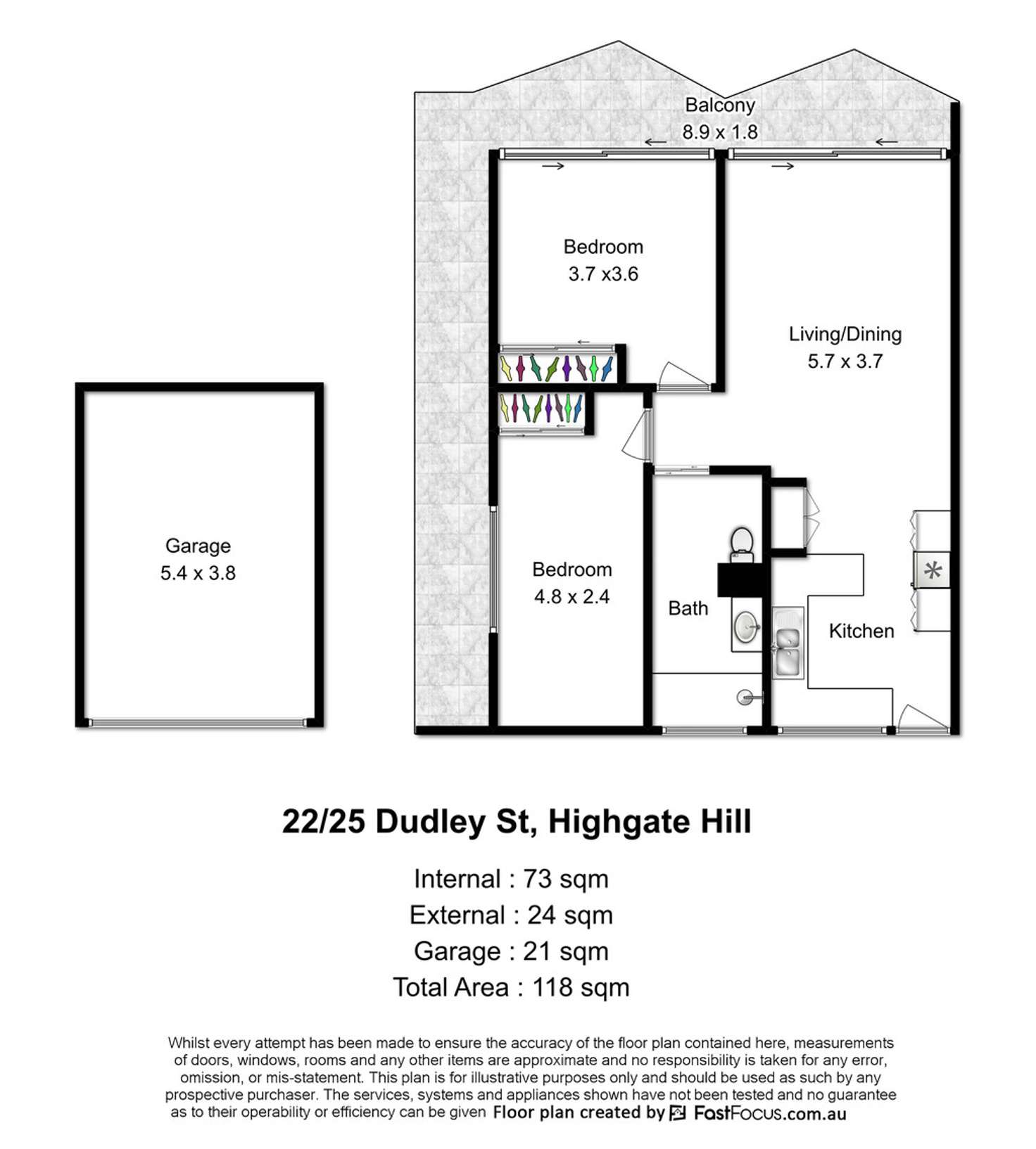 Floorplan of Homely apartment listing, 22/25 Dudley Street, Highgate Hill QLD 4101