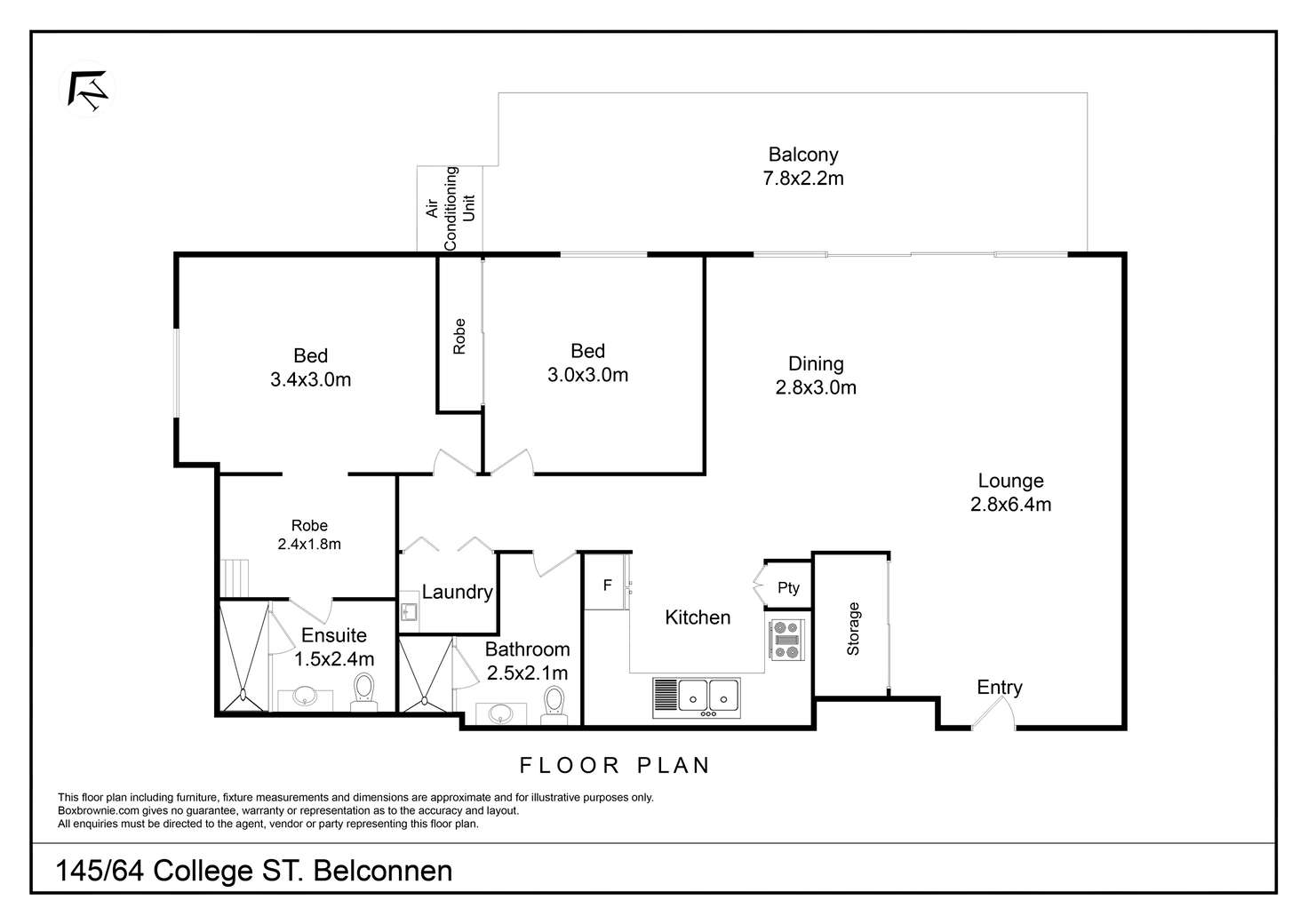 Floorplan of Homely unit listing, 145/64 College Street, Belconnen ACT 2617