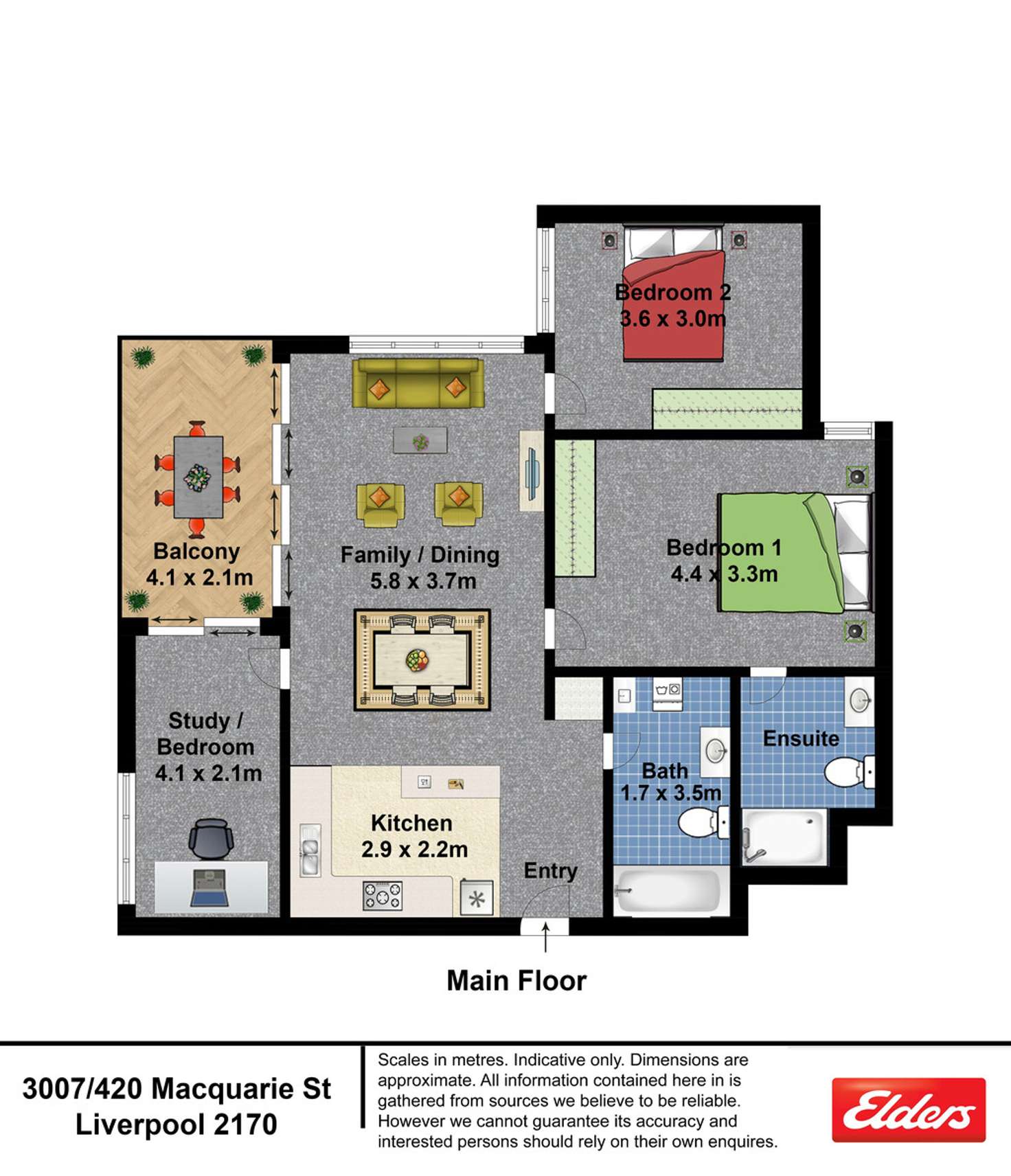 Floorplan of Homely unit listing, 3007/420 Macquarie Street, Liverpool NSW 2170