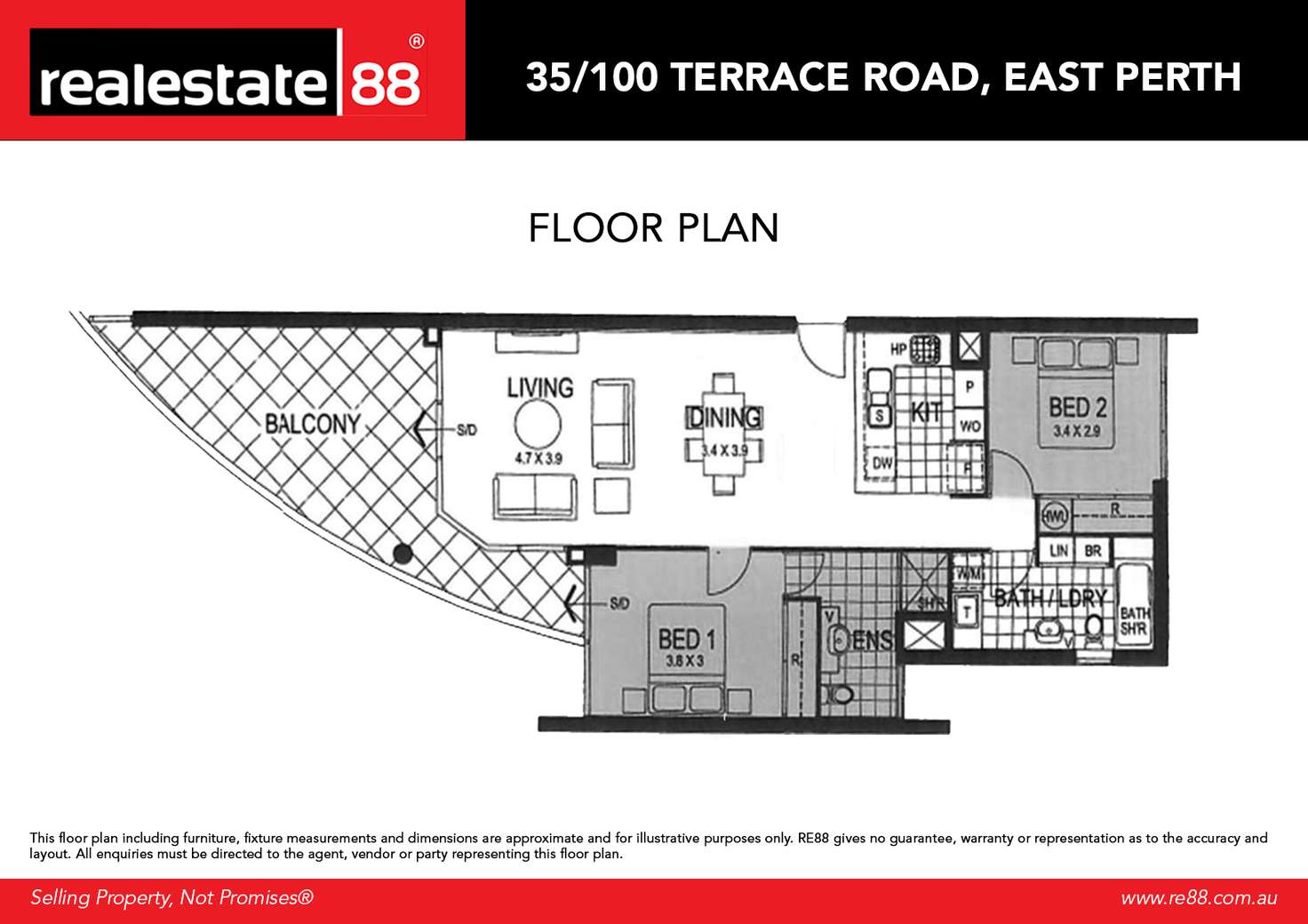 Floorplan of Homely apartment listing, 35/100 Terrace Road, East Perth WA 6004