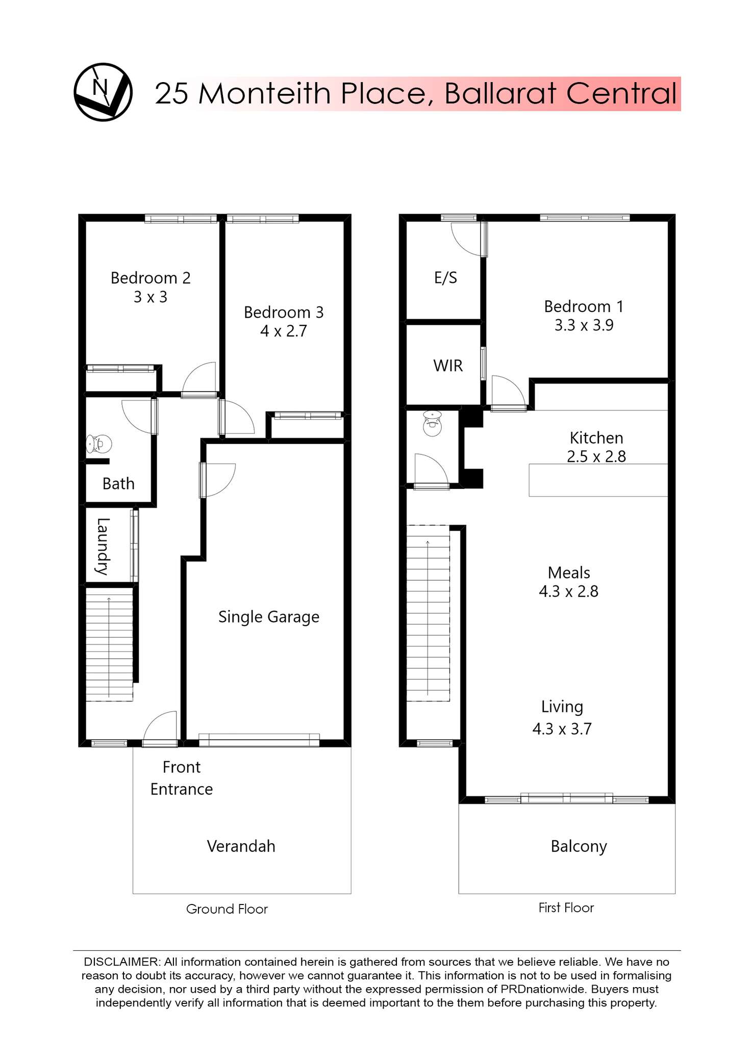 Floorplan of Homely townhouse listing, 25 Monteith Place, Ballarat Central VIC 3350