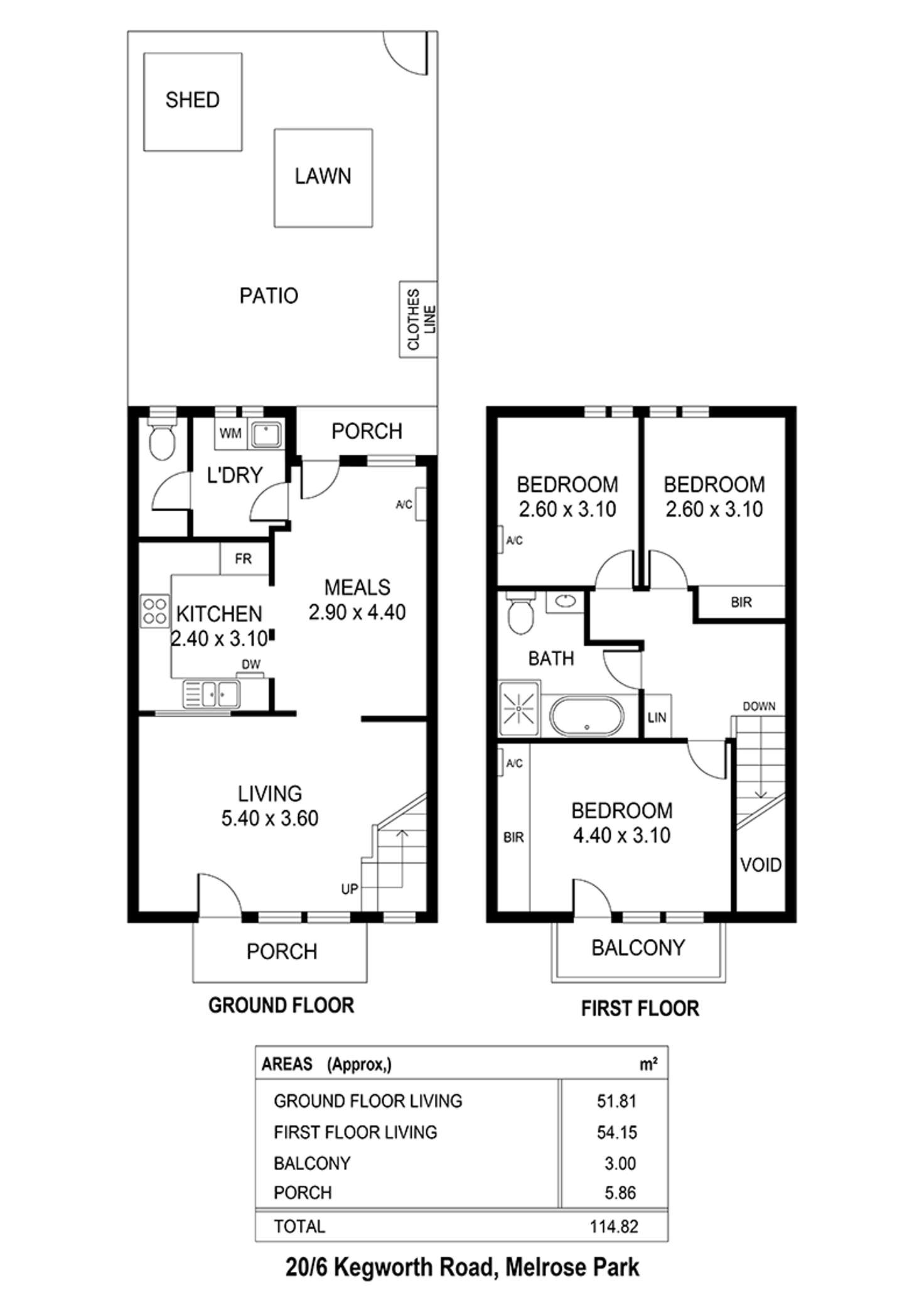 Floorplan of Homely townhouse listing, 20/6 Kegworth Road, Melrose Park SA 5039