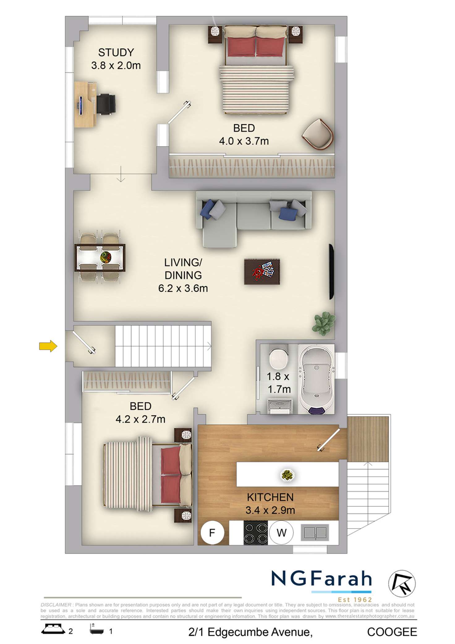 Floorplan of Homely apartment listing, 2/1 Edgecumbe Avenue, Coogee NSW 2034