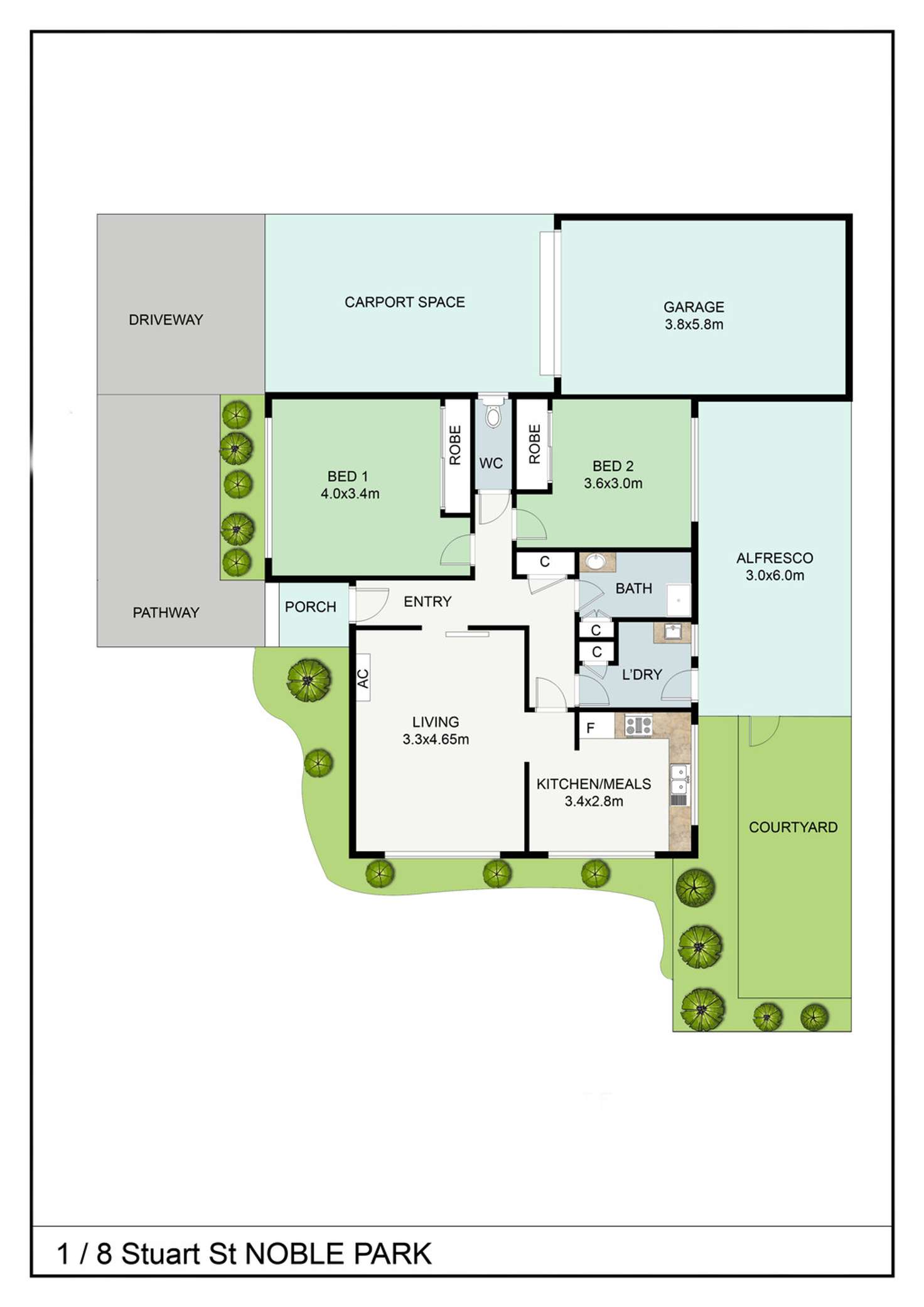 Floorplan of Homely unit listing, 1/8 Stuart Street, Noble Park VIC 3174