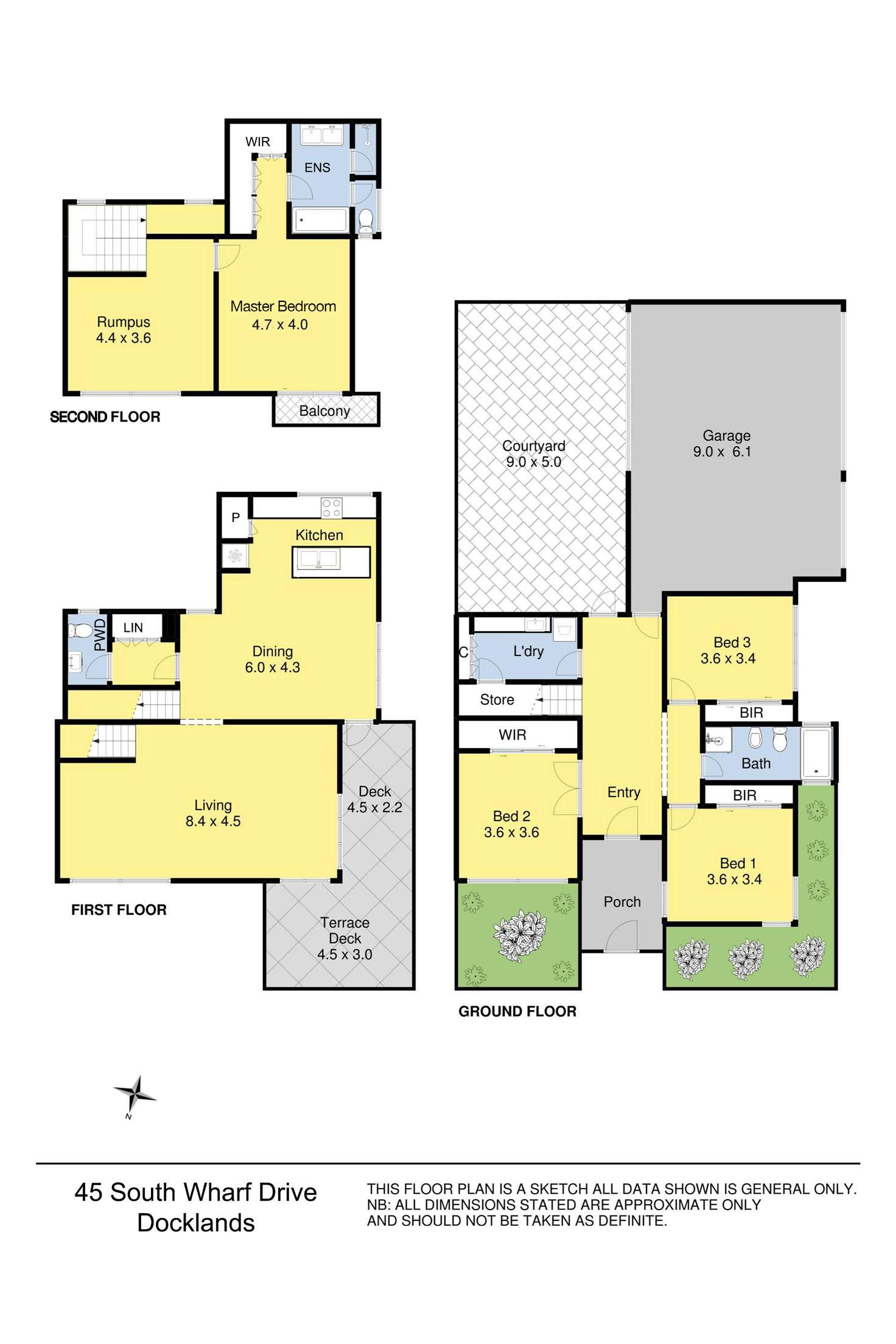 Floorplan of Homely townhouse listing, 45 South Wharf Drive, Docklands VIC 3008