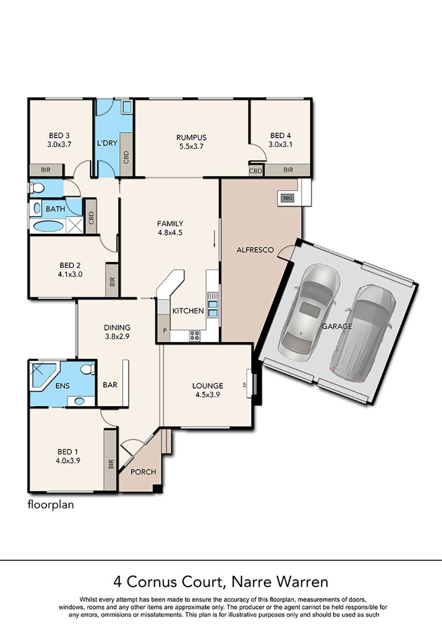 Floorplan of Homely house listing, 4 Cornus Court, Narre Warren VIC 3805