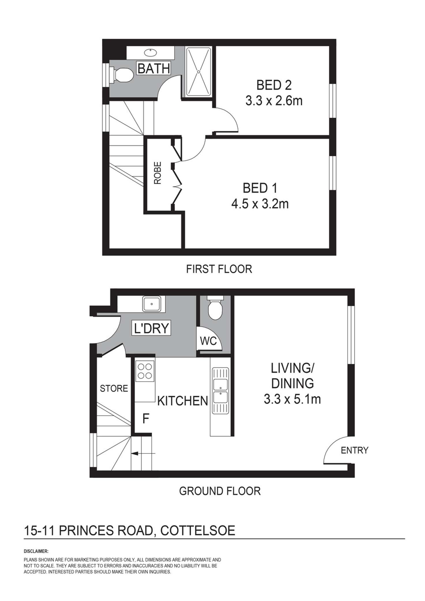Floorplan of Homely townhouse listing, 15/11 Princes Street, Cottesloe WA 6011