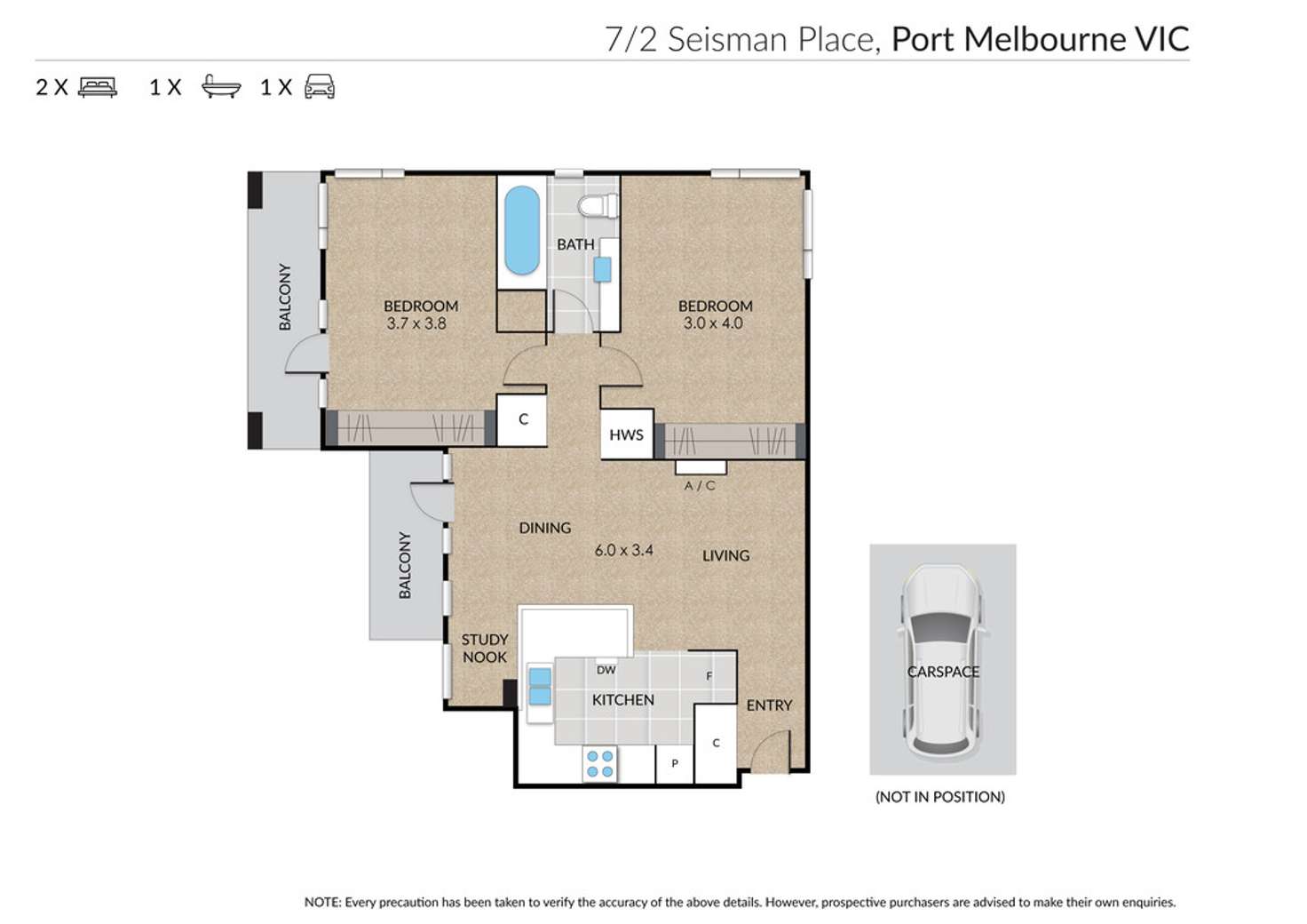 Floorplan of Homely apartment listing, 7/2 Seisman Place, Port Melbourne VIC 3207