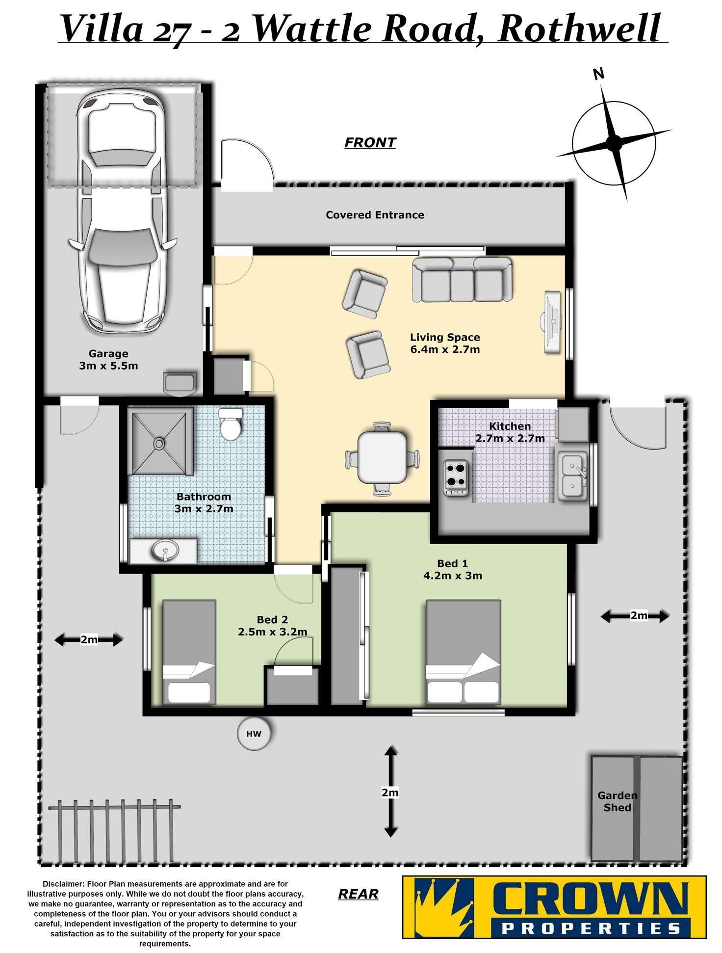 Floorplan of Homely villa listing, 27/2 WATTLE ROAD, Rothwell QLD 4022