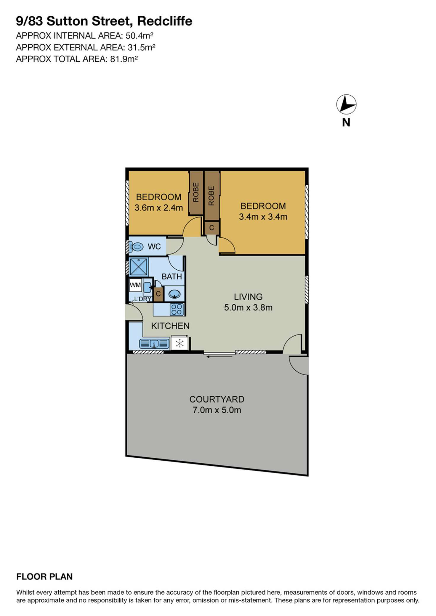 Floorplan of Homely unit listing, 9/83 Sutton Street, Redcliffe QLD 4020