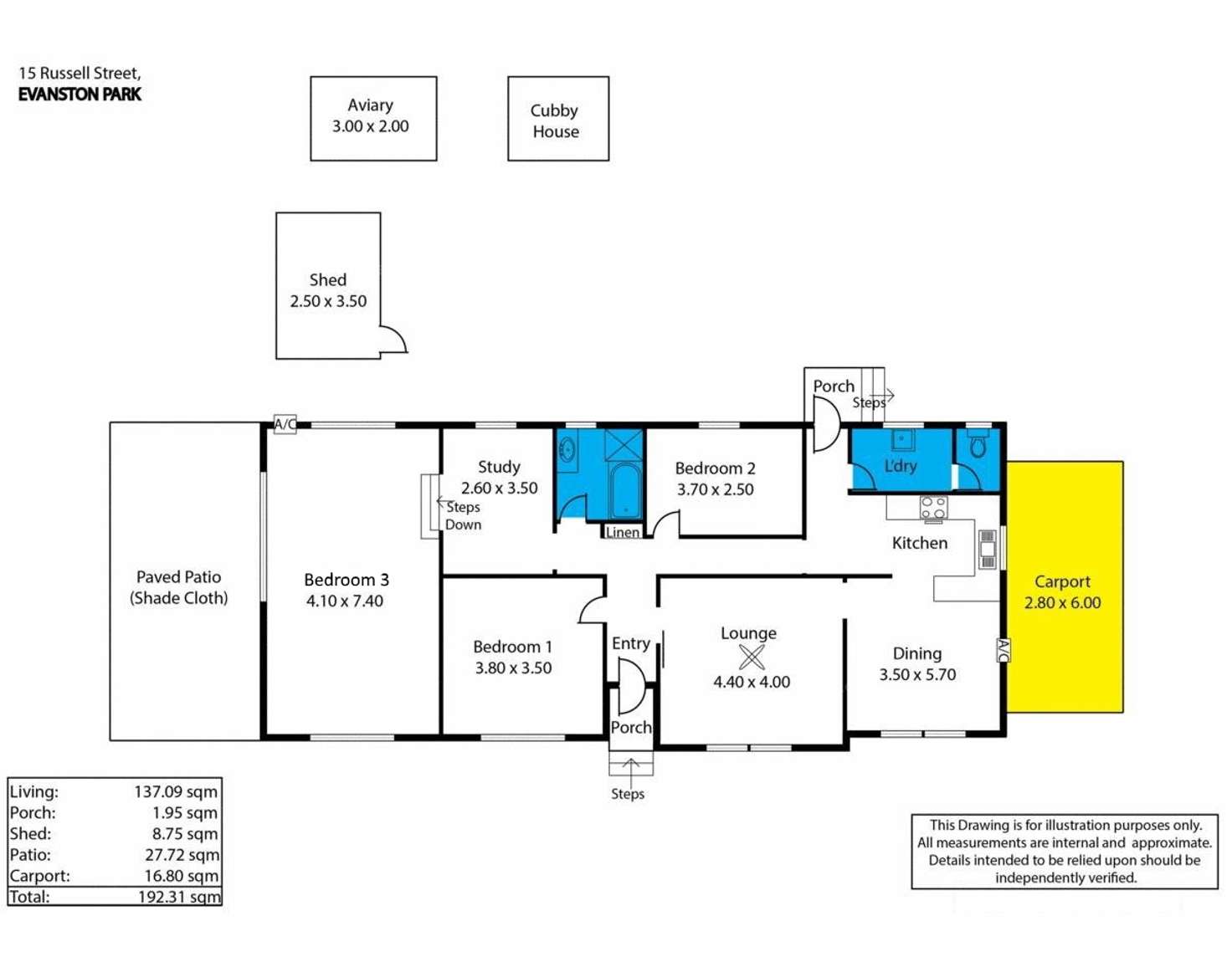 Floorplan of Homely house listing, 15 Russell Street, Evanston Park SA 5116
