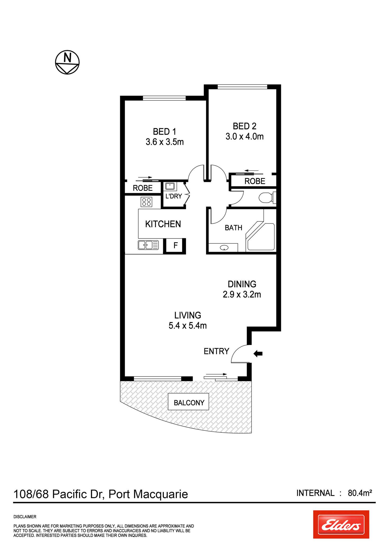 Floorplan of Homely unit listing, 108/68 Pacific Drive, Port Macquarie NSW 2444