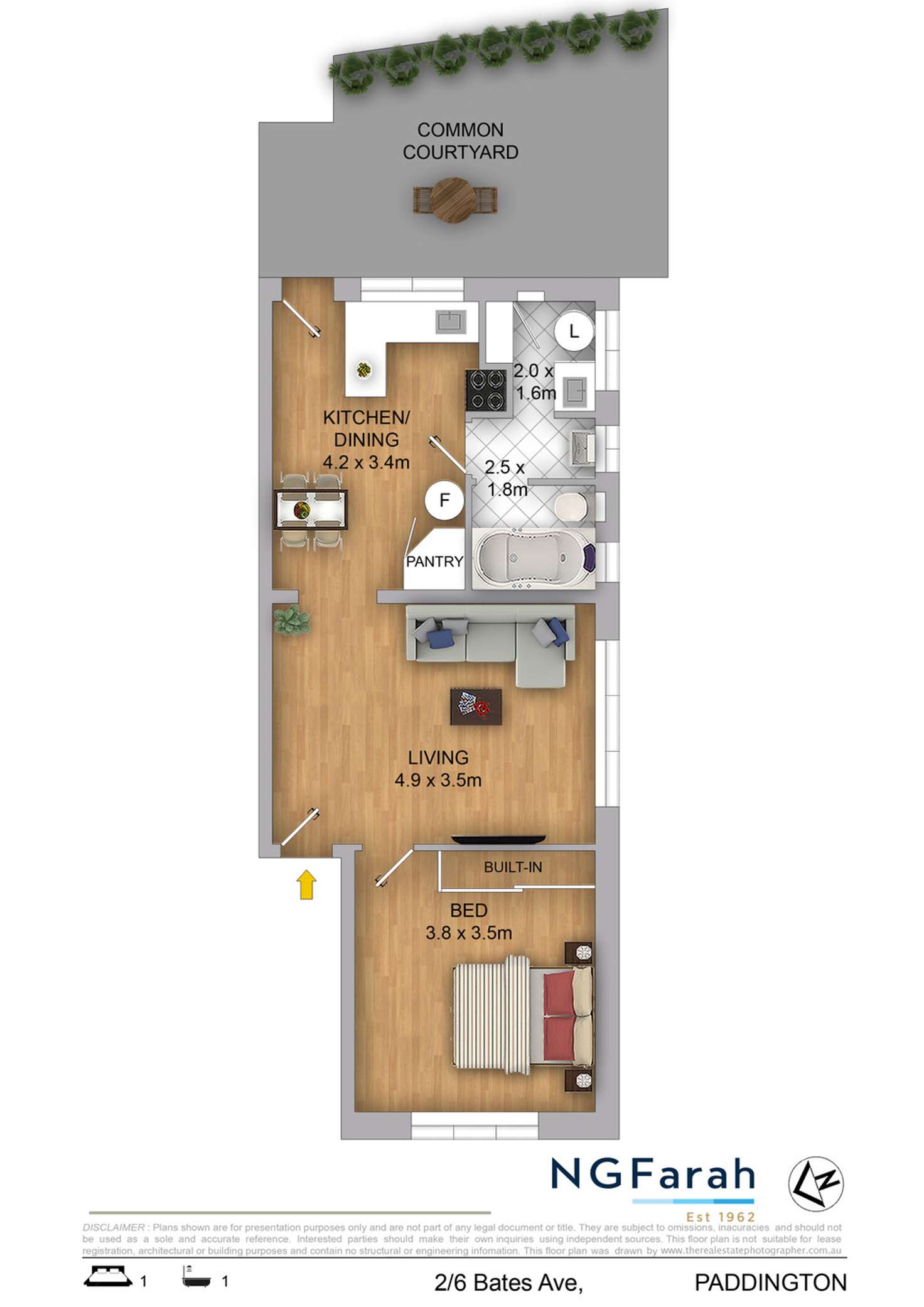 Floorplan of Homely apartment listing, 2/6 Bates Avenue, Paddington NSW 2021