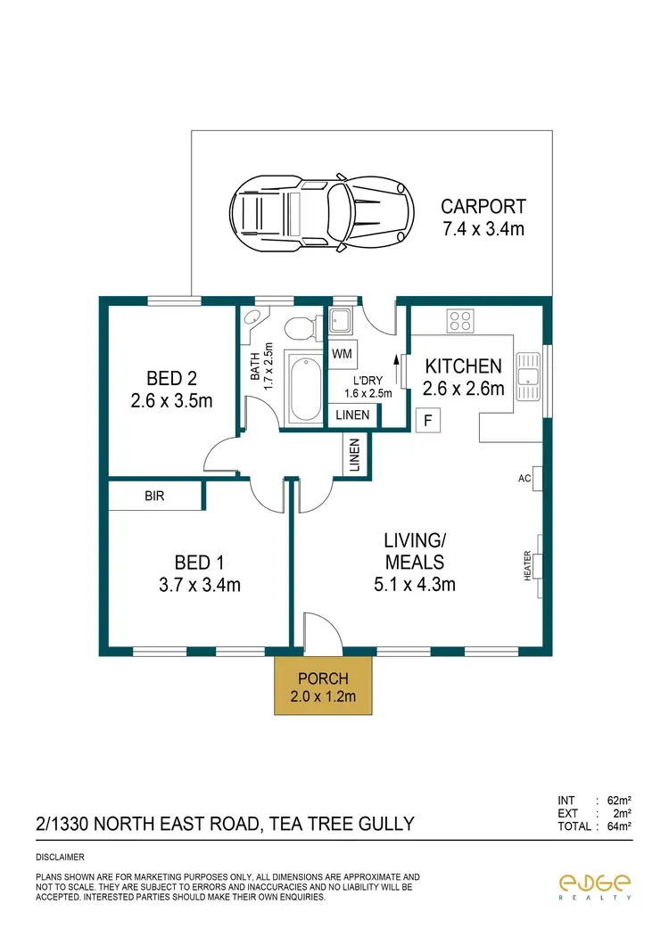 Floorplan of Homely unit listing, Unit 2, 1330 North East Road, Tea Tree Gully SA 5091