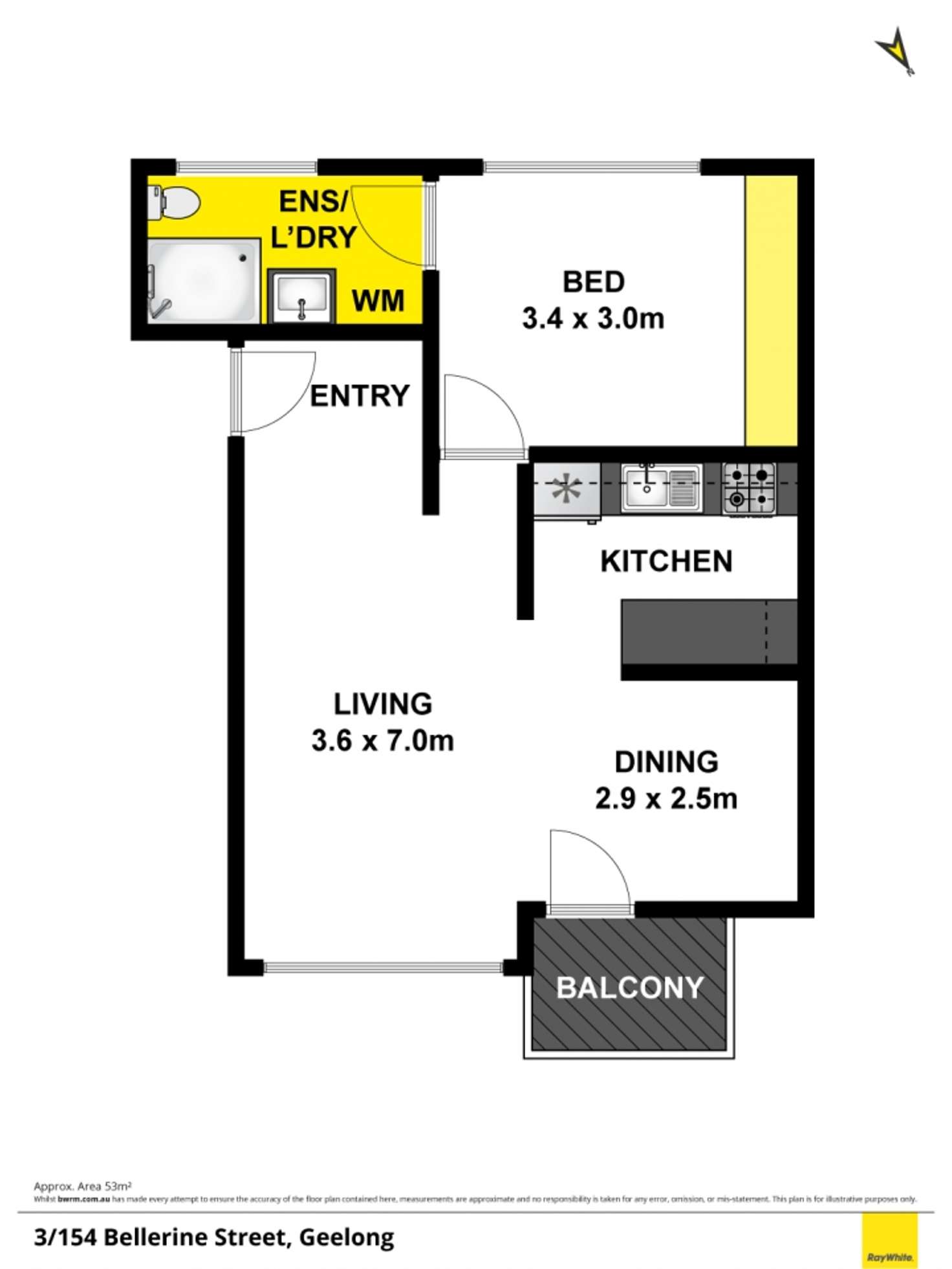 Floorplan of Homely unit listing, 3/154 Bellerine Street, Geelong VIC 3220