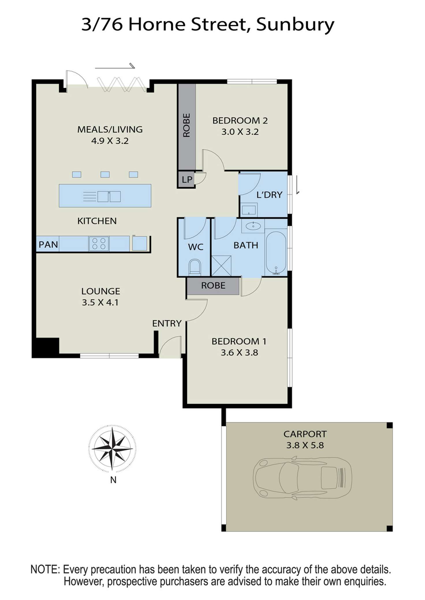 Floorplan of Homely unit listing, Unit 3/76 Horne Street, Sunbury VIC 3429