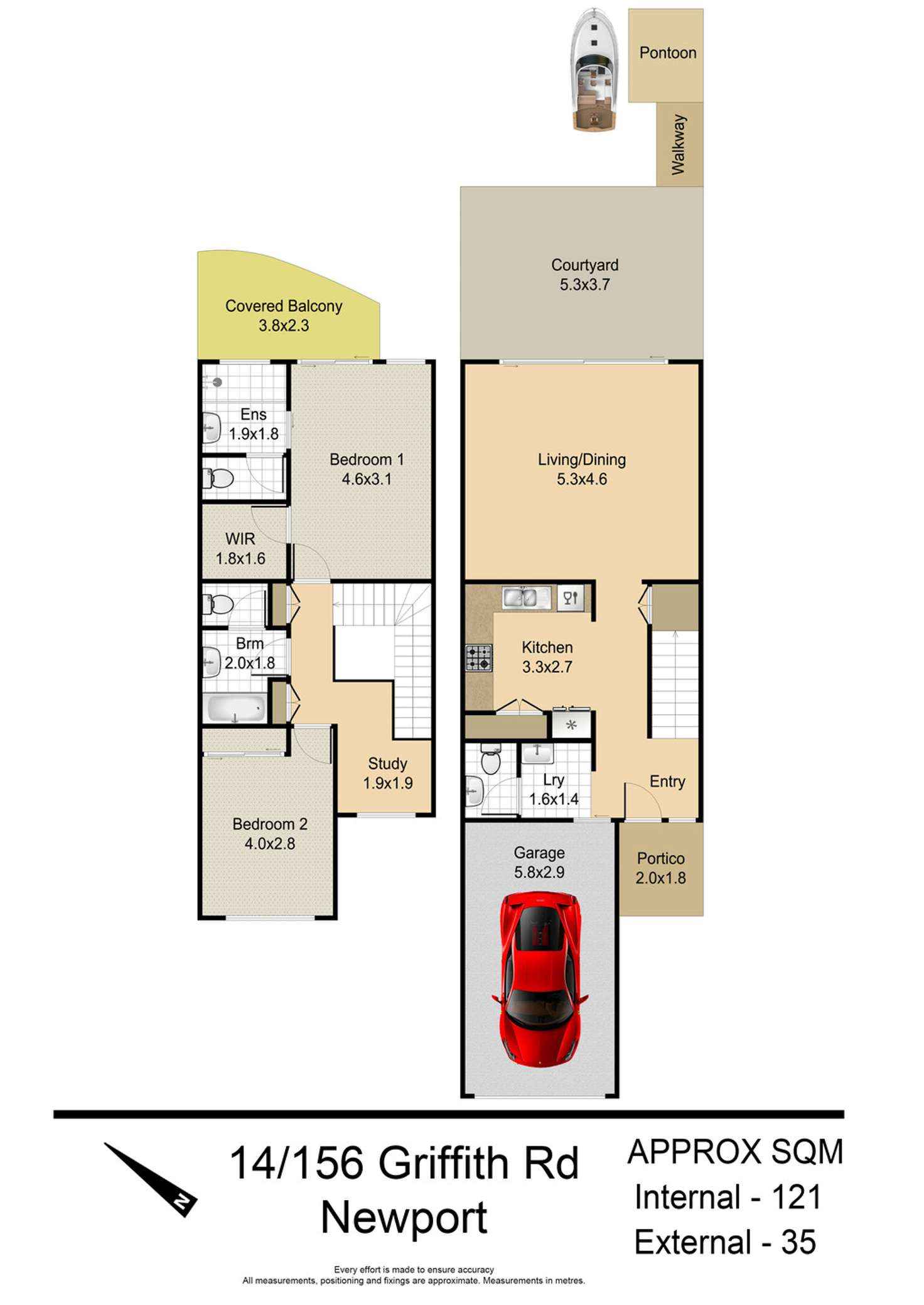 Floorplan of Homely townhouse listing, 14/156 Griffith Rd, Newport QLD 4020