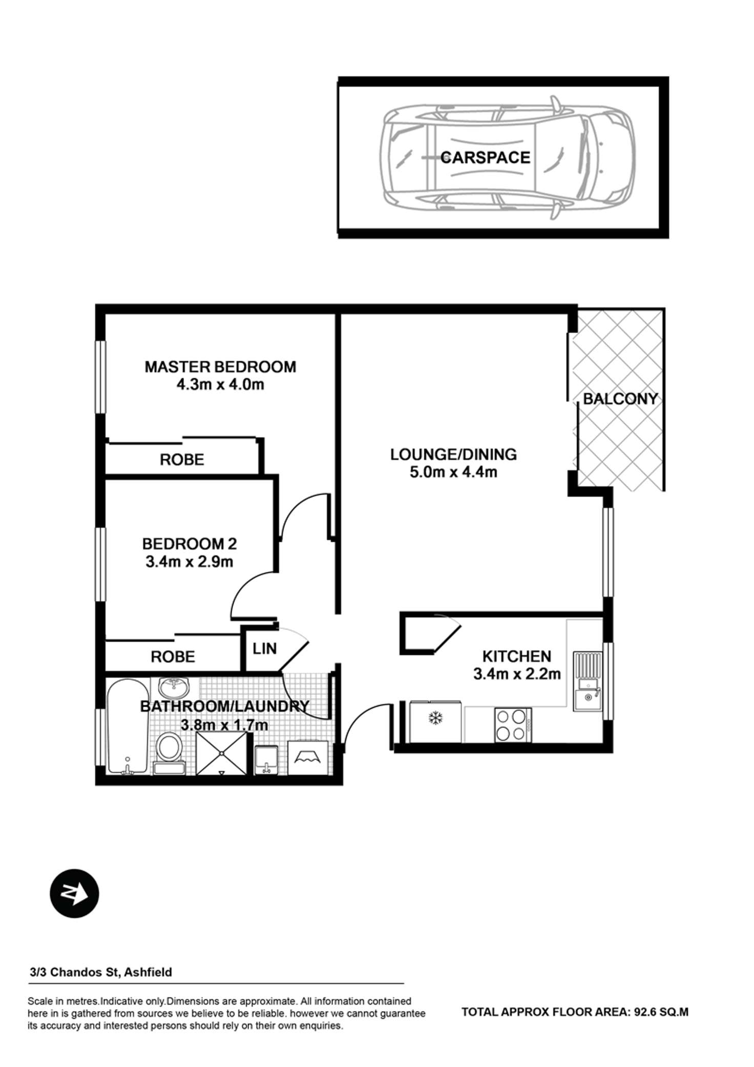 Floorplan of Homely unit listing, 3/3 Chandos Street, Ashfield NSW 2131