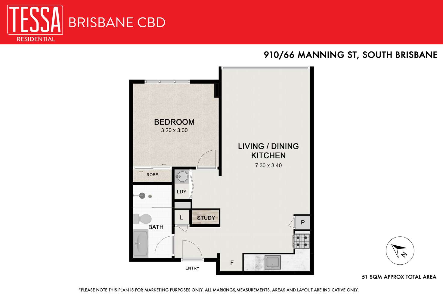 Floorplan of Homely apartment listing, 910/66 Manning Street, South Brisbane QLD 4101