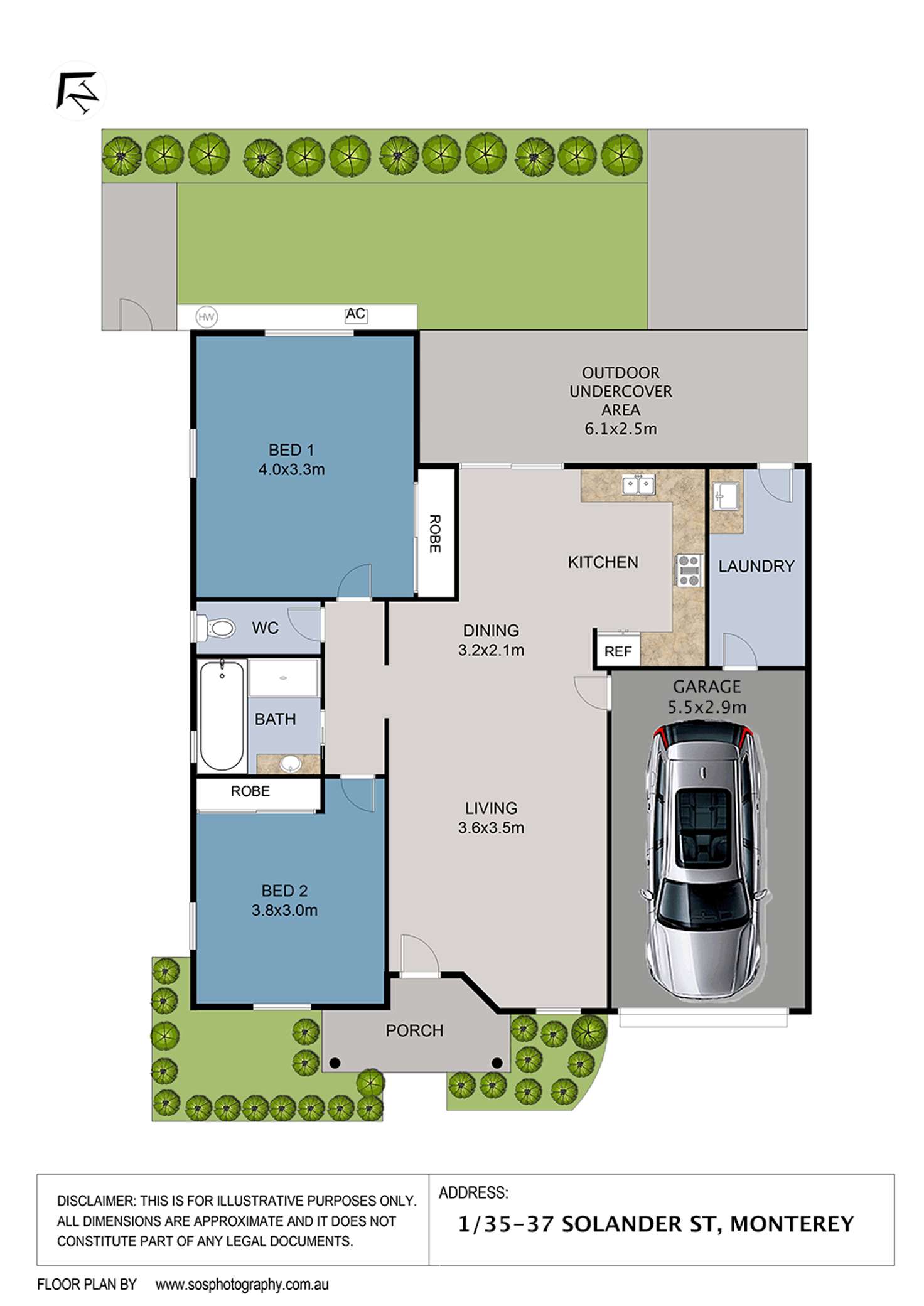 Floorplan of Homely villa listing, 1/35-37 Solander Street, Monterey NSW 2217