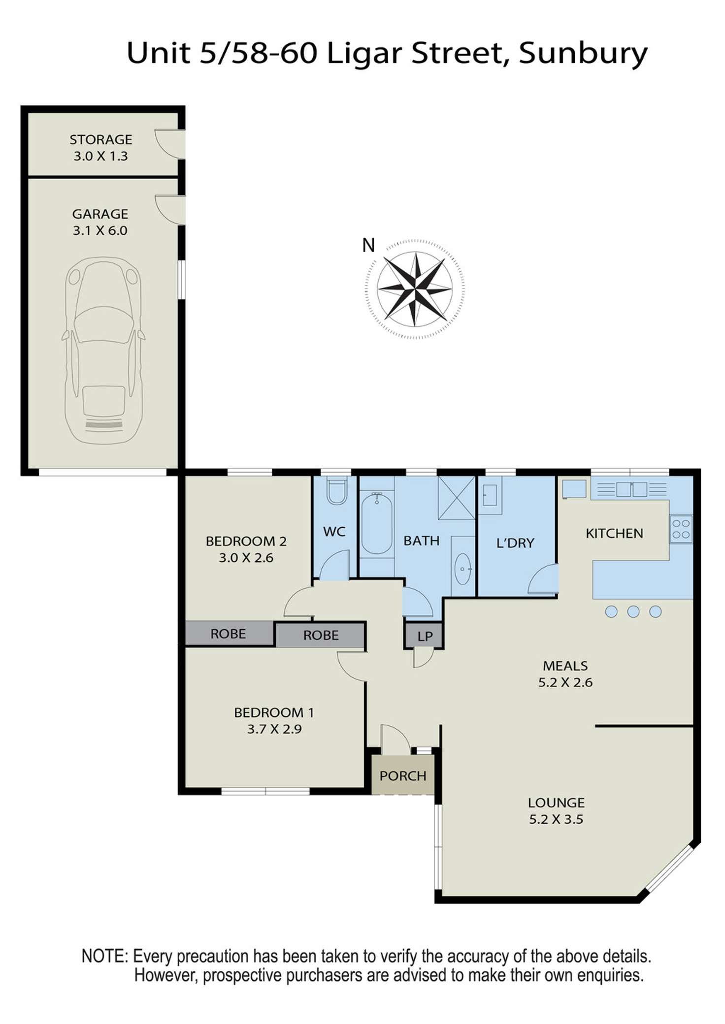 Floorplan of Homely unit listing, Unit 5/58-60 Ligar Street, Sunbury VIC 3429
