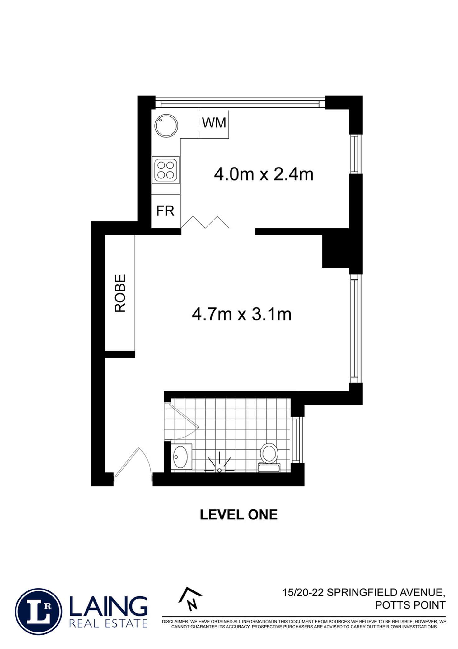 Floorplan of Homely studio listing, 15/20-22 Springfield Avenue, Potts Point NSW 2011