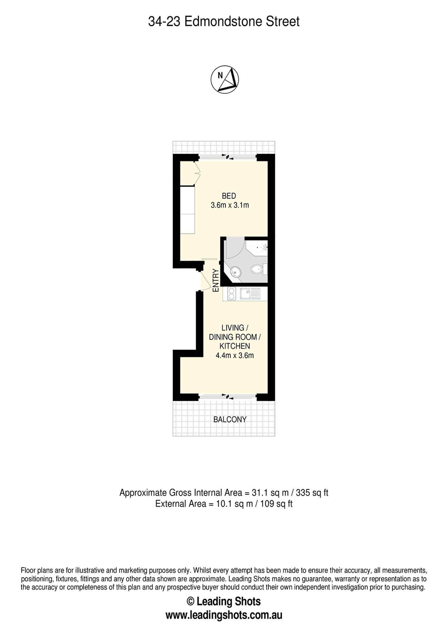 Floorplan of Homely apartment listing, 34/23 Edmondstone Street, South Brisbane QLD 4101