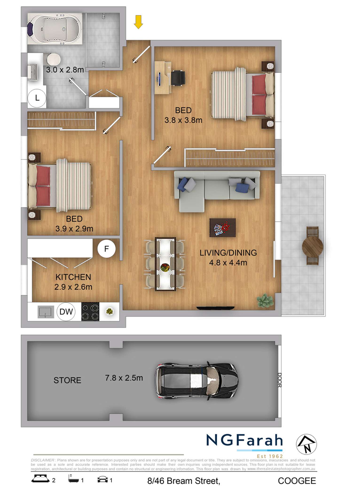 Floorplan of Homely apartment listing, 8/46 Bream Street, Coogee NSW 2034