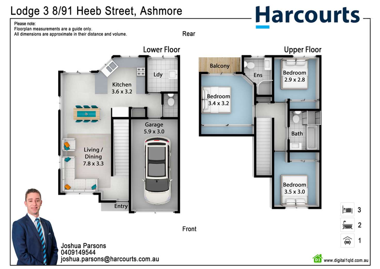 Floorplan of Homely townhouse listing, 8/91 Heeb St, Ashmore QLD 4214