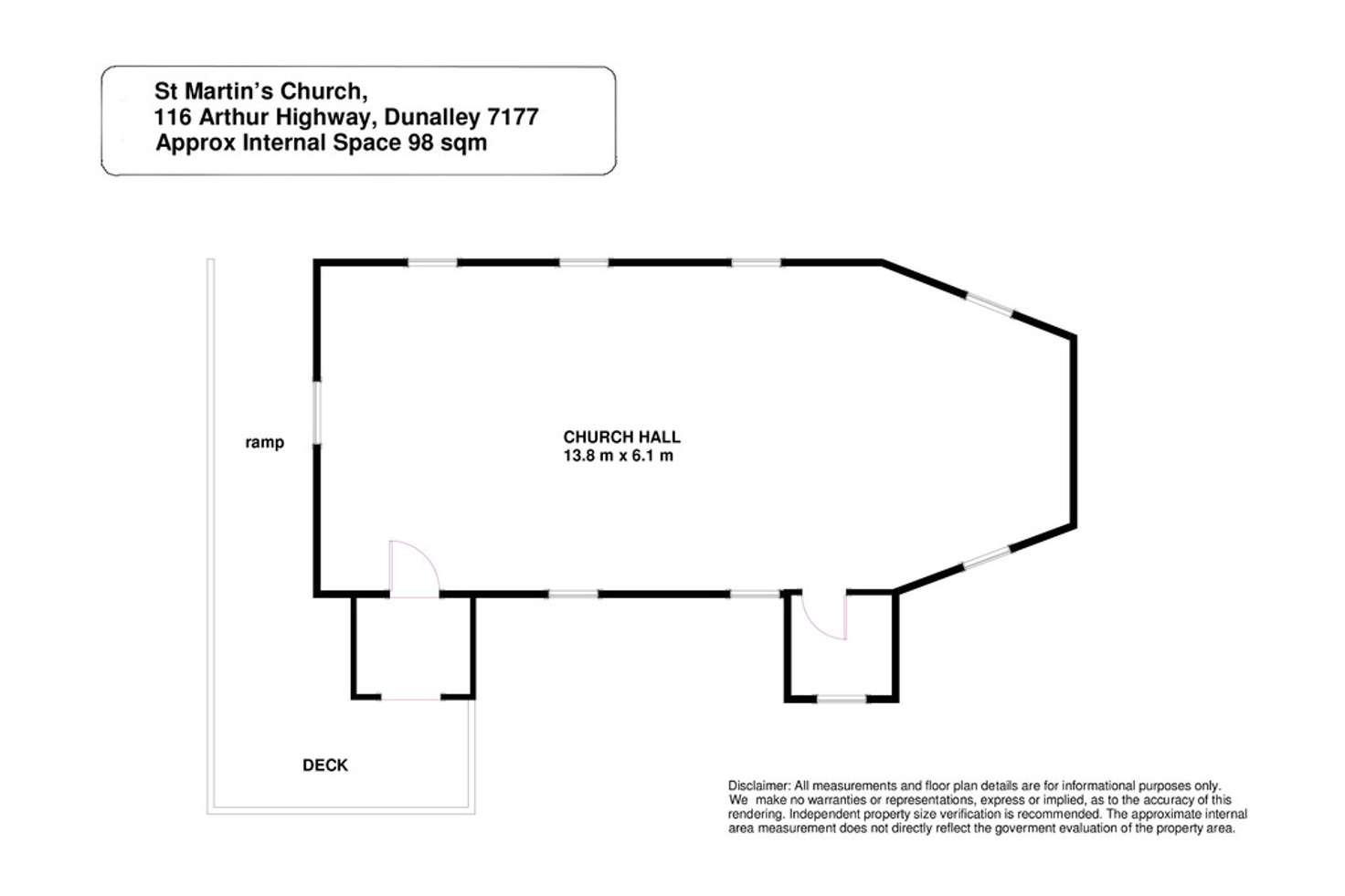 Floorplan of Homely other listing, 116 Arthur Highway (St Martin's Anglican Church), Dunalley TAS 7177