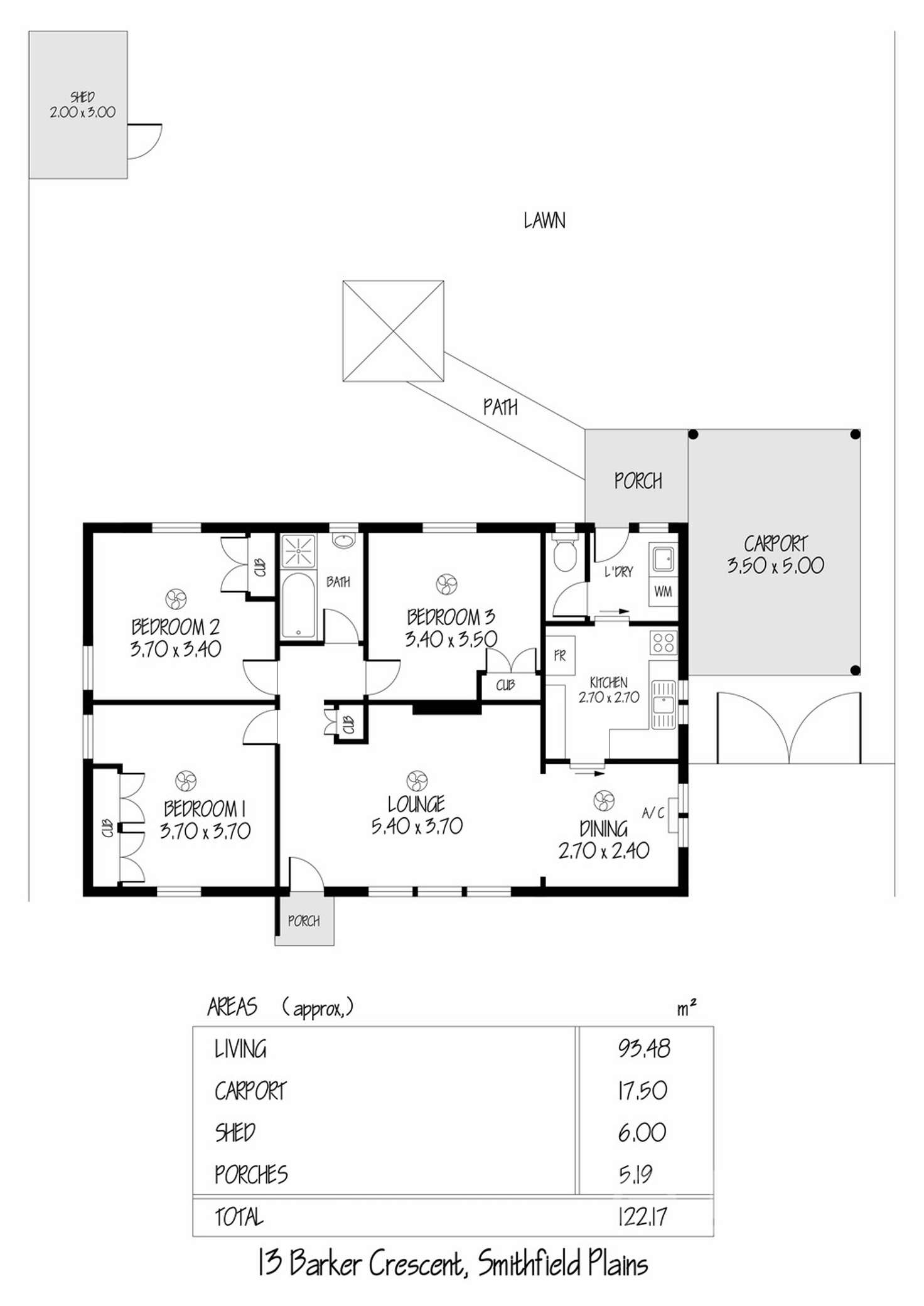 Floorplan of Homely house listing, 13 Barker Crescent, Smithfield Plains SA 5114