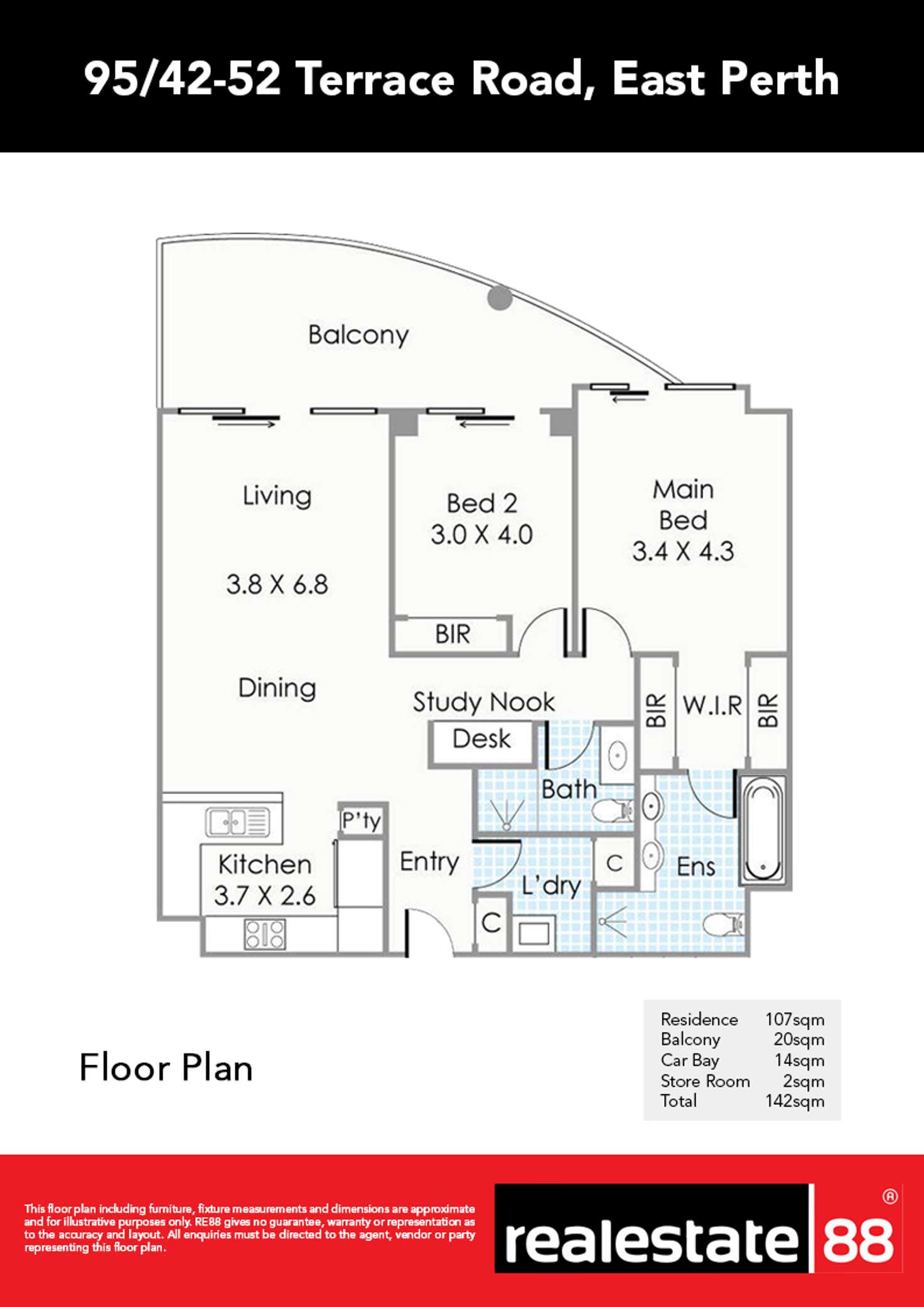 Floorplan of Homely apartment listing, 95/42-52 Terrace Road, East Perth WA 6004