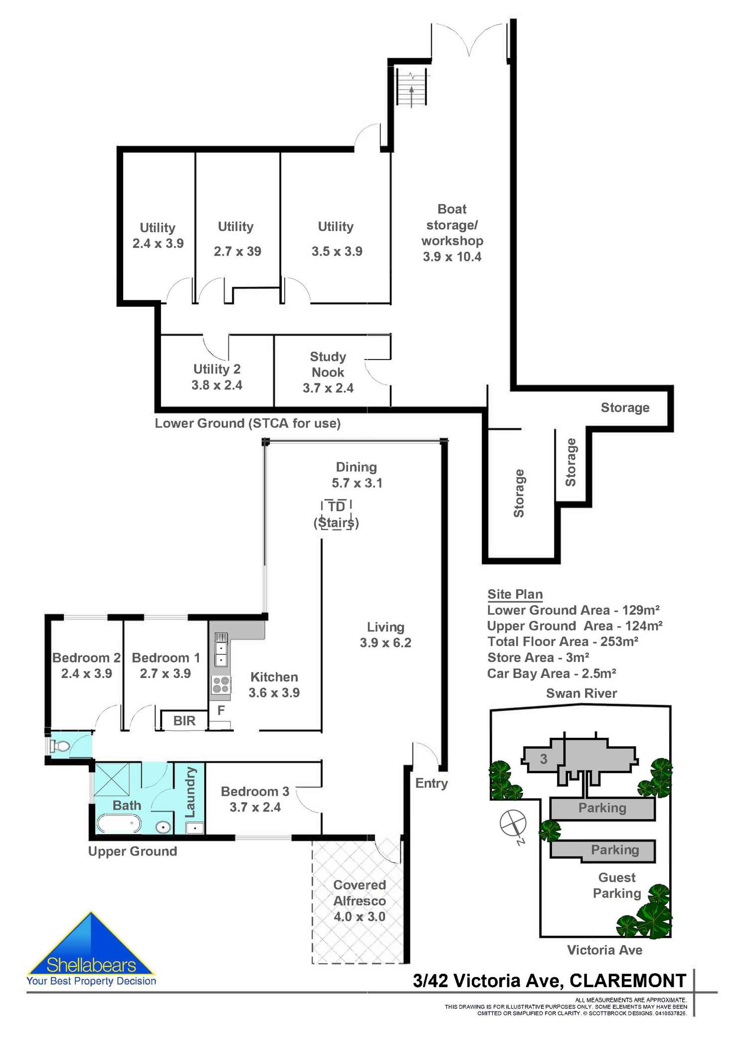 Floorplan of Homely apartment listing, 3/42 Victoria Avenue, Claremont WA 6010