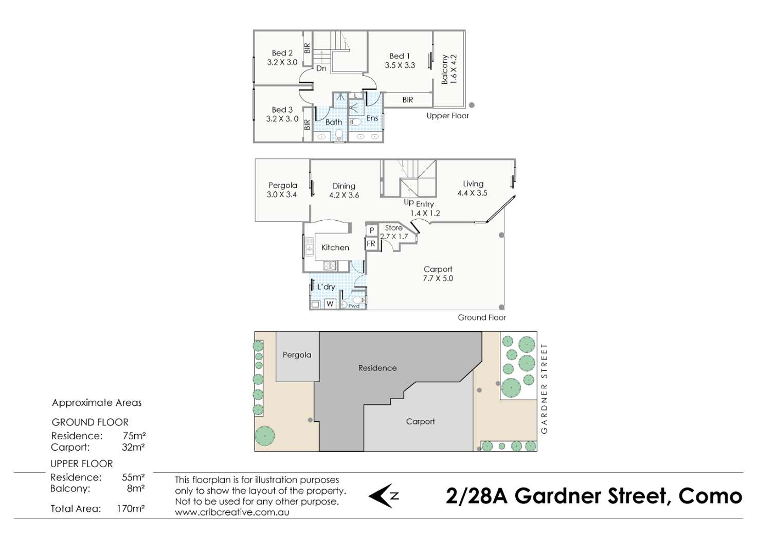 Floorplan of Homely townhouse listing, 2/28A Gardner Street, Como WA 6152