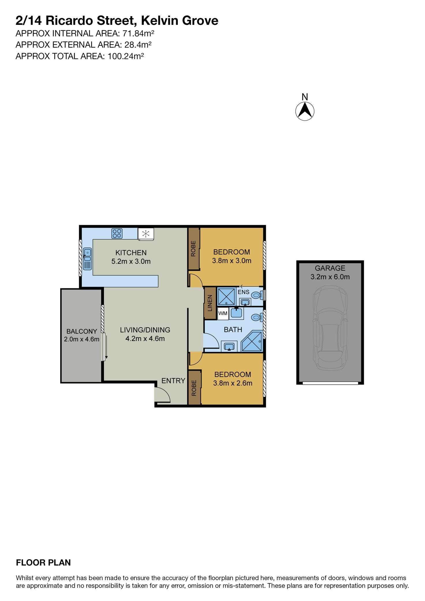 Floorplan of Homely unit listing, 2/14 Ricardo Street, Kelvin Grove QLD 4059