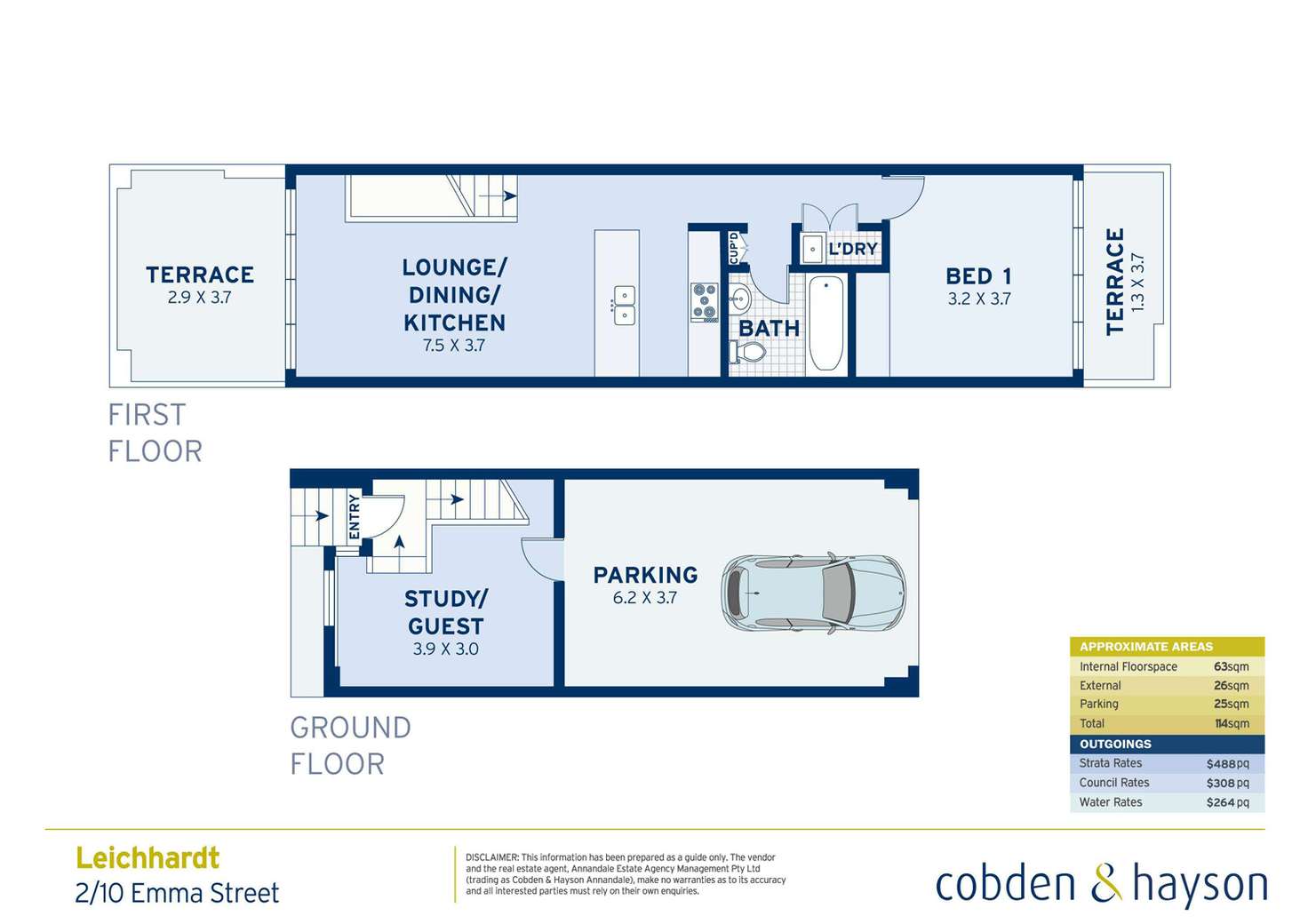 Floorplan of Homely townhouse listing, 2/10 Emma Street, Leichhardt NSW 2040