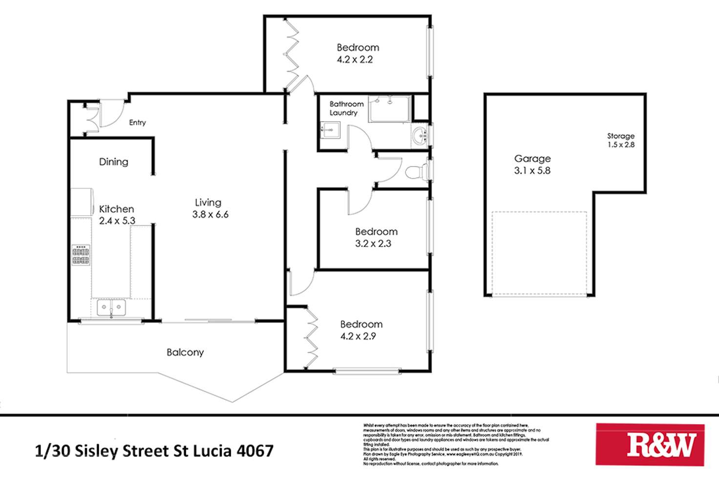 Floorplan of Homely unit listing, 1/30 Sisley Street, St Lucia QLD 4067