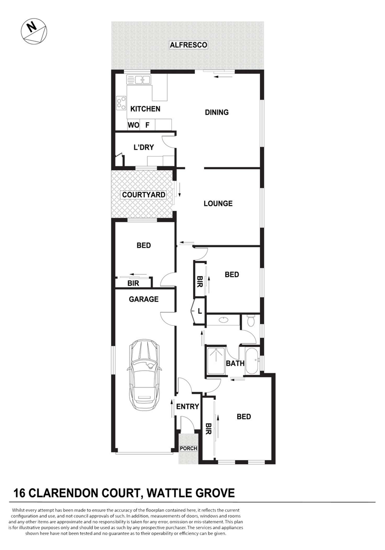Floorplan of Homely house listing, 16 Clarendon Court, Wattle Grove NSW 2173
