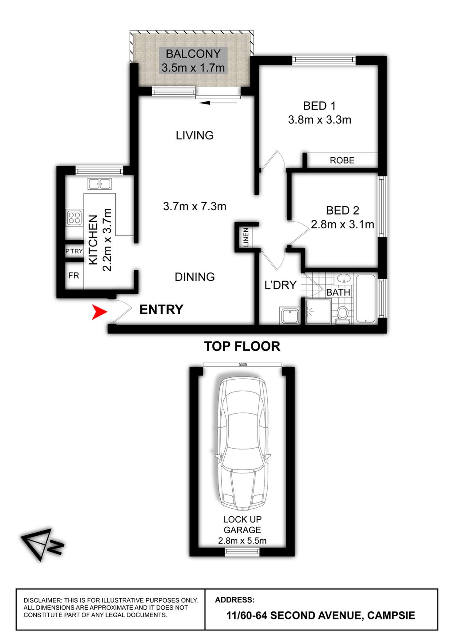 Floorplan of Homely apartment listing, 11/60-64 Second Avenue, Campsie NSW 2194