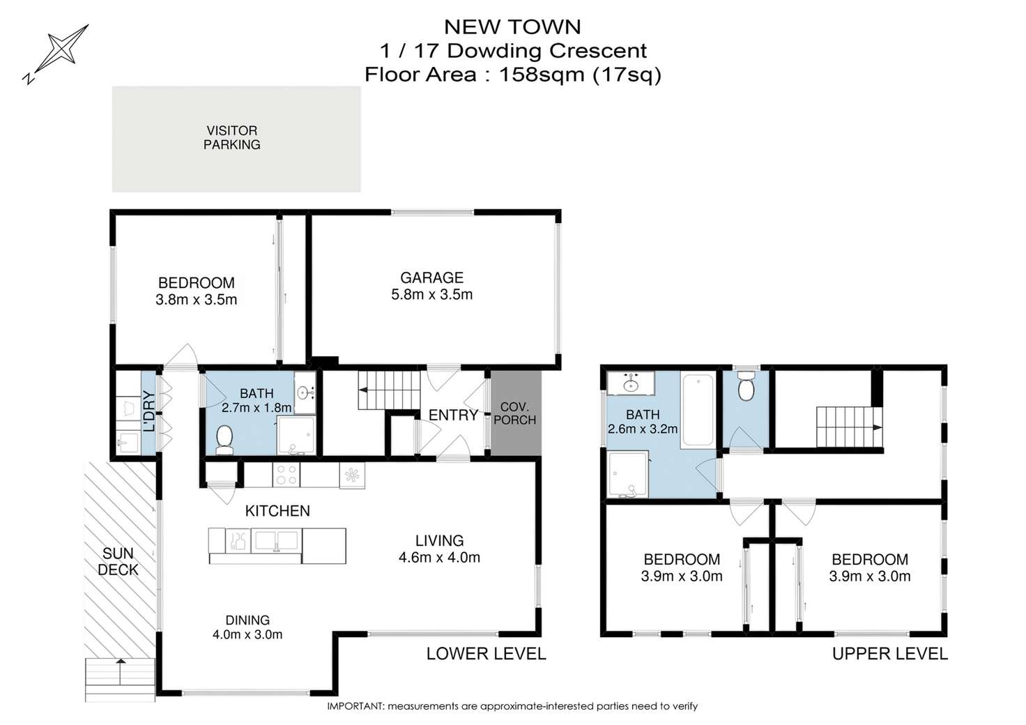 Floorplan of Homely townhouse listing, 2/17 Dowding Crescent, New Town TAS 7008