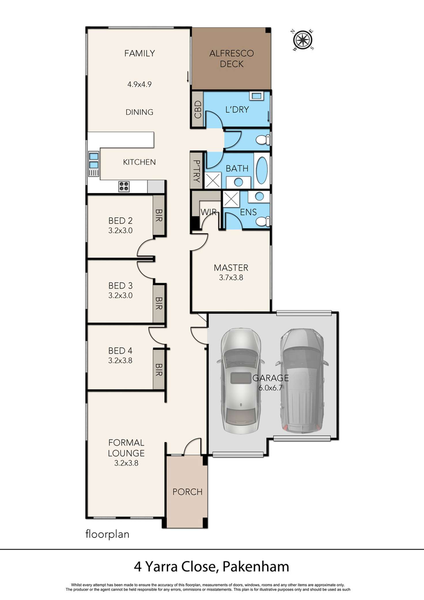 Floorplan of Homely house listing, 4 Yarra Close, Pakenham VIC 3810