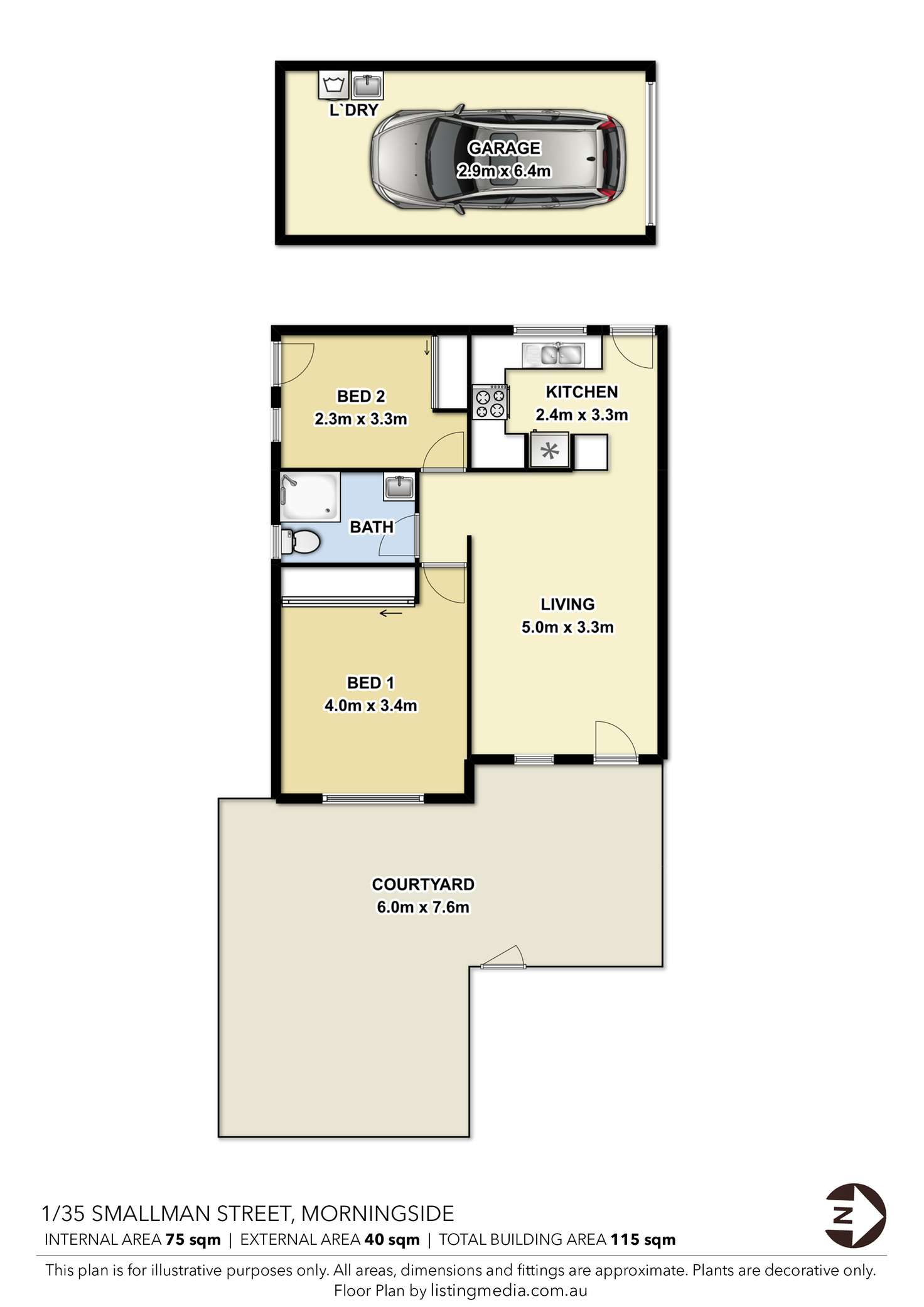 Floorplan of Homely unit listing, 1/35 Smallman Street, Bulimba QLD 4171